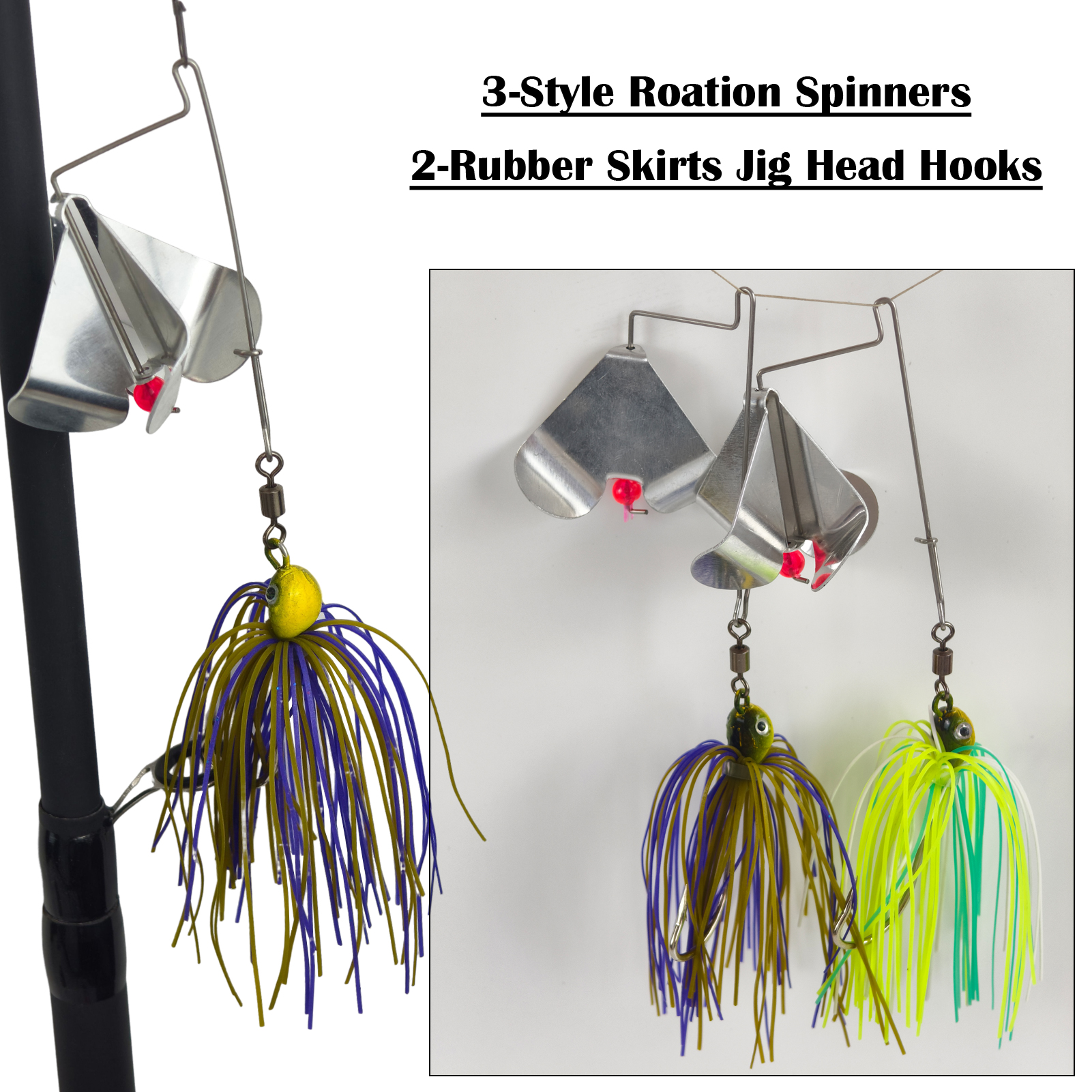 FREE FISHER Fishing Spinnerbaits with Replaceable Metal Blade,5.7CM 10.5G Rubber Skirts Jig Hooks,Chatterbait Buzzbaits for Bass