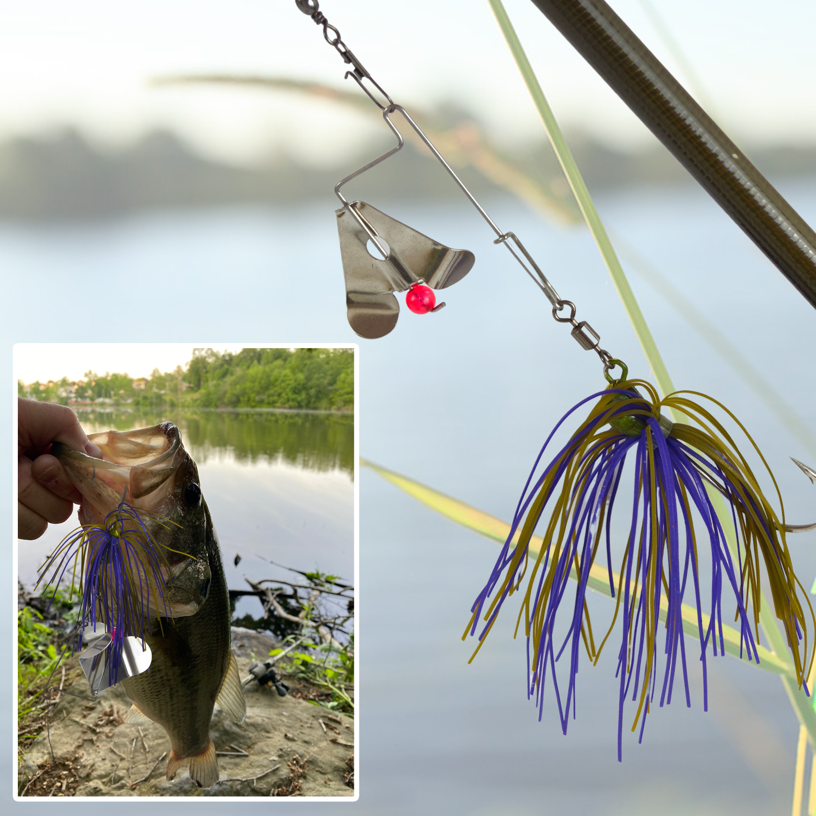 FREE FISHER Fishing Spinnerbaits with Replaceable Metal Blade,5.7CM 10.5G Rubber Skirts Jig Hooks,Chatterbait Buzzbaits for Bass