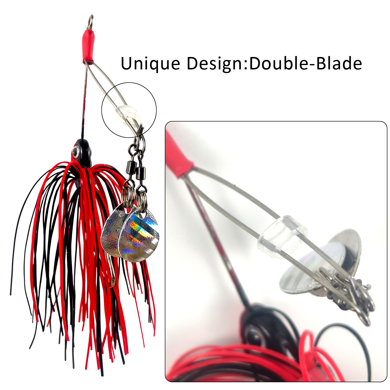 FREE FISHER 5pcs/Lot Micro Sequins Fishing Spinnerbaits,8.5cm/12g Metal Double Bladed Buzzbaits,Rubber Skirts Jig Head Hooks for Bass