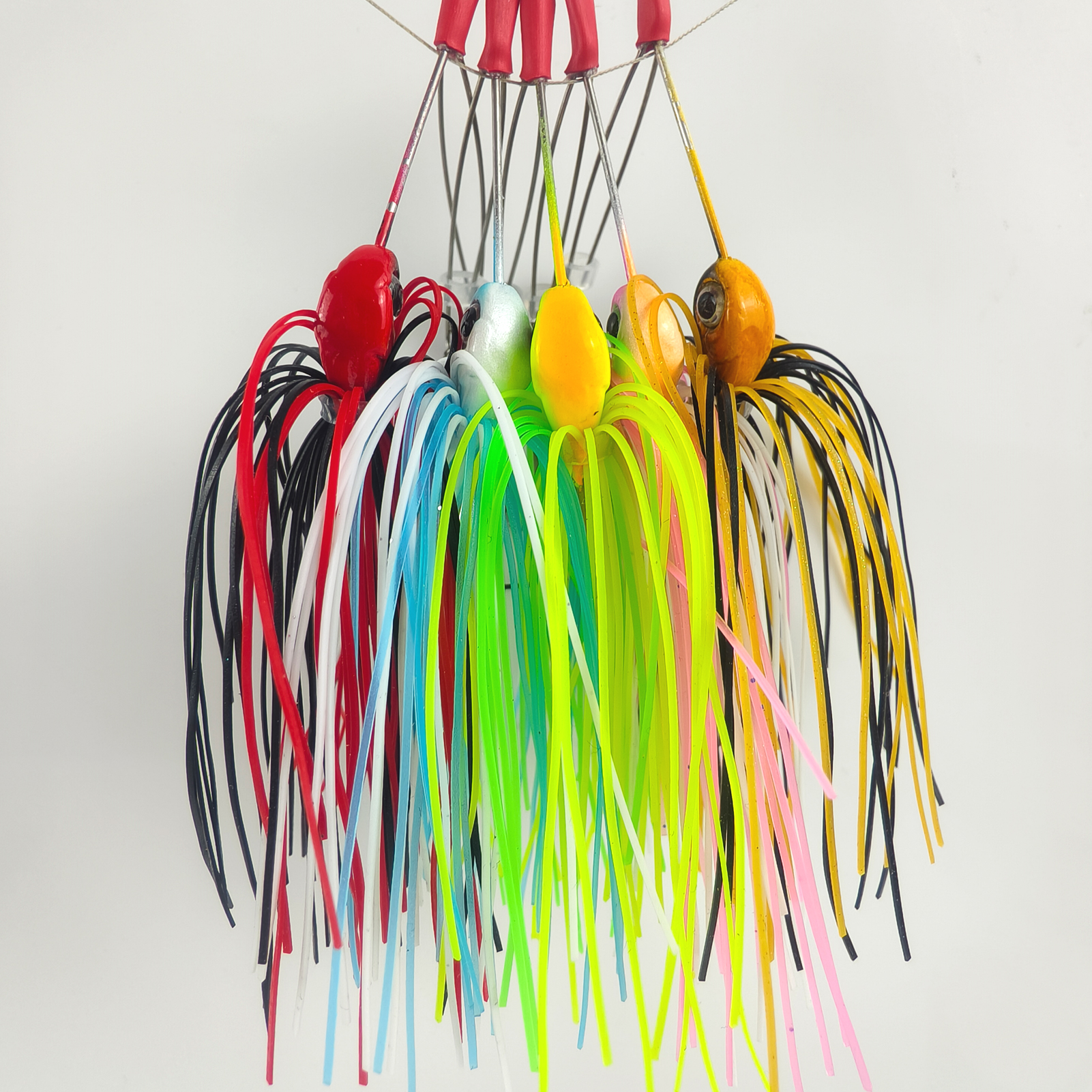 FREE FISHER 5pcs/Lot Micro Sequins Fishing Spinnerbaits,8.5cm/12g Metal Double Bladed Buzzbaits,Rubber Skirts Jig Head Hooks for Bass