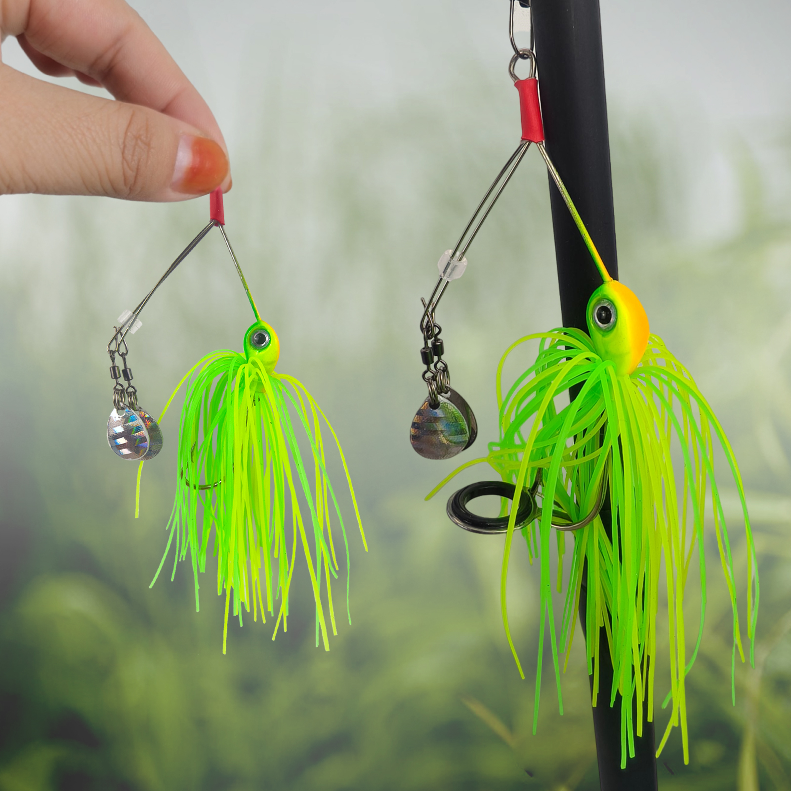 FREE FISHER 5pcs/Lot Micro Sequins Fishing Spinnerbaits,8.5cm/12g Metal Double Bladed Buzzbaits,Rubber Skirts Jig Head Hooks for Bass