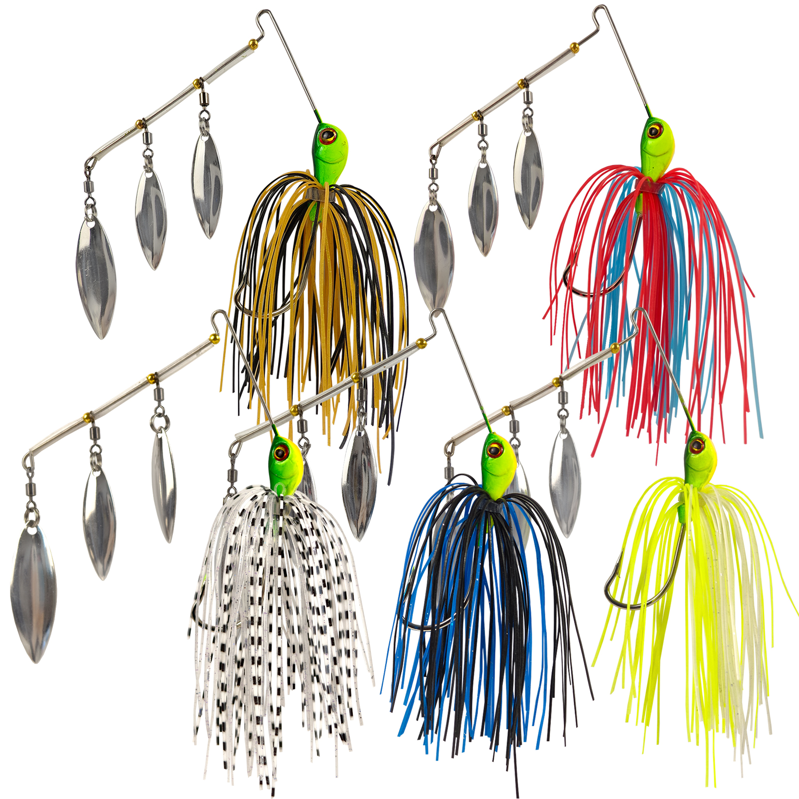 FREE FISHER 5pcs/Lot Fishing Spinnerbaits,8.7cm/17.3g Metal Bladed Buzzbaits,3-Sequin Jig Head Hook with Skirts,Bass Fishing Lure