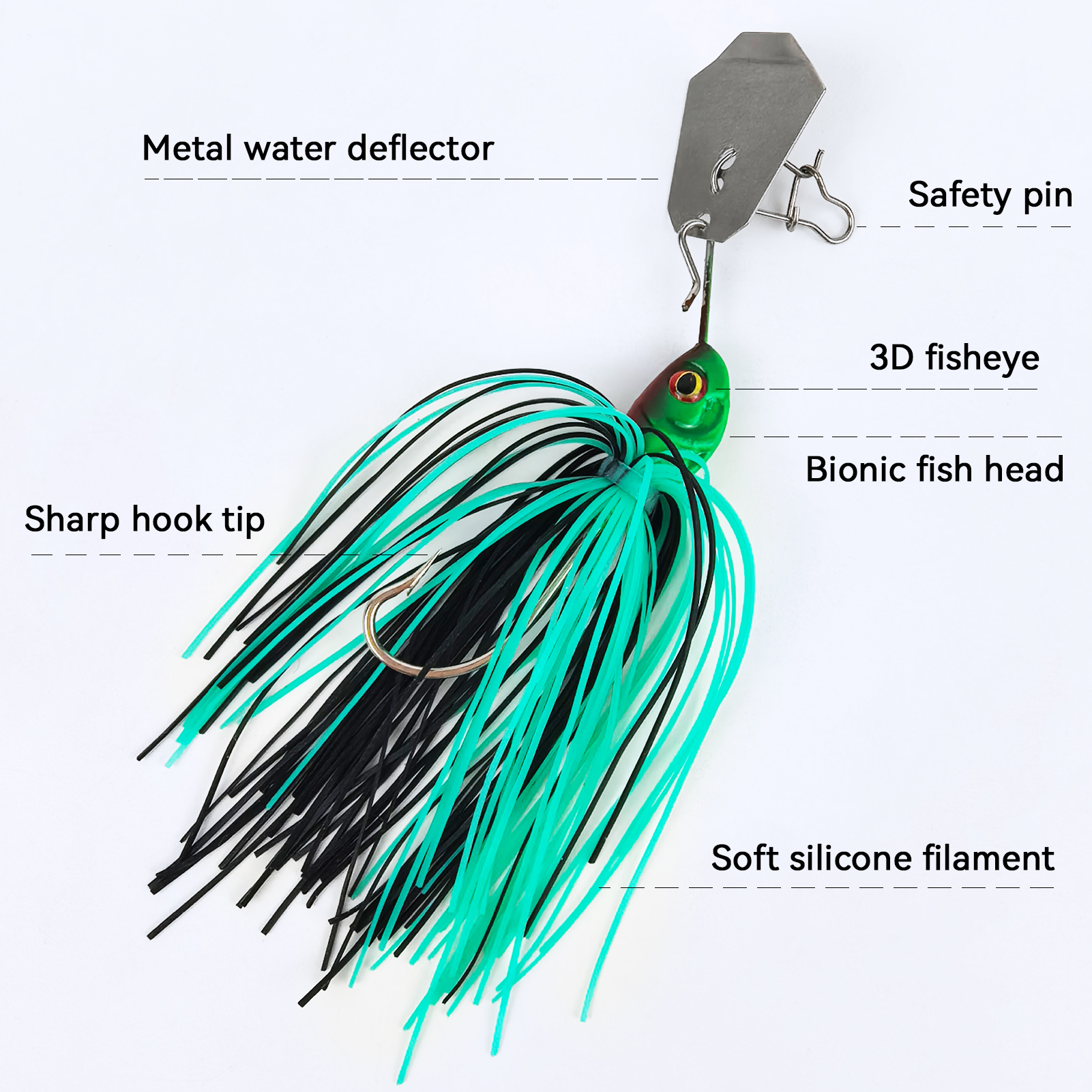 FREE FISHER 5pcs/Lot Bladed Jig Fishing Lures,6.5cm 14.9g Vibrating Buzz Baits,Silicone Skirts Swim Jigging Hooks Chatterbaits for Bass Pike