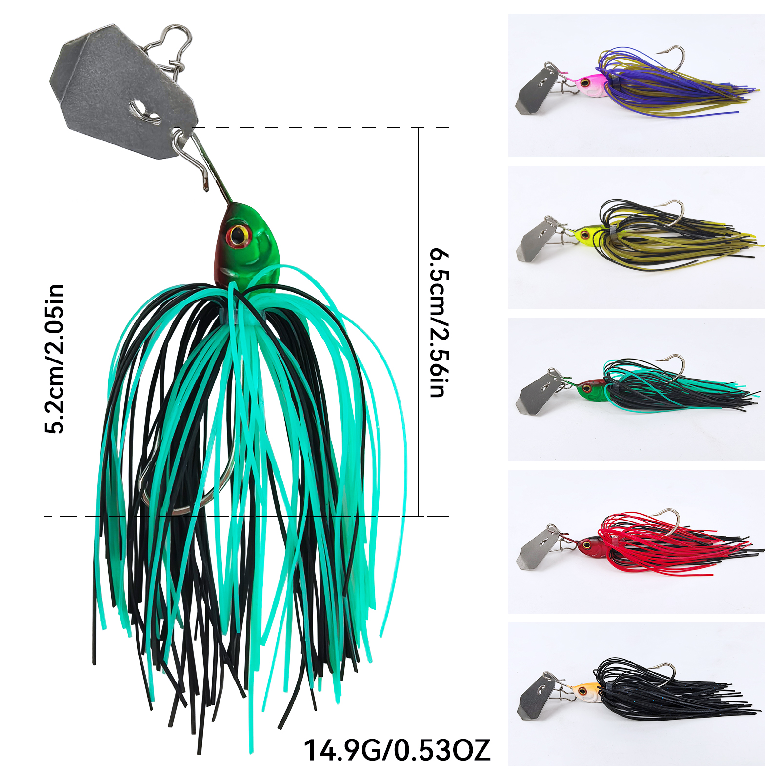 FREE FISHER 5pcs/Lot Bladed Jig Fishing Lures,6.5cm 14.9g Vibrating Buzz Baits,Silicone Skirts Swim Jigging Hooks Chatterbaits for Bass Pike