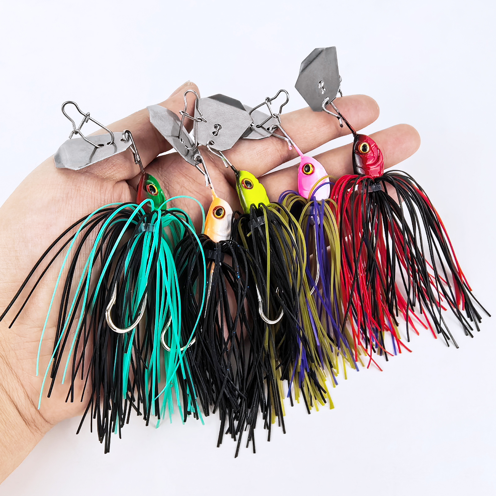 FREE FISHER 5pcs/Lot Bladed Jig Fishing Lures,6.5cm 14.9g Vibrating Buzz Baits,Silicone Skirts Swim Jigging Hooks Chatterbaits for Bass Pike