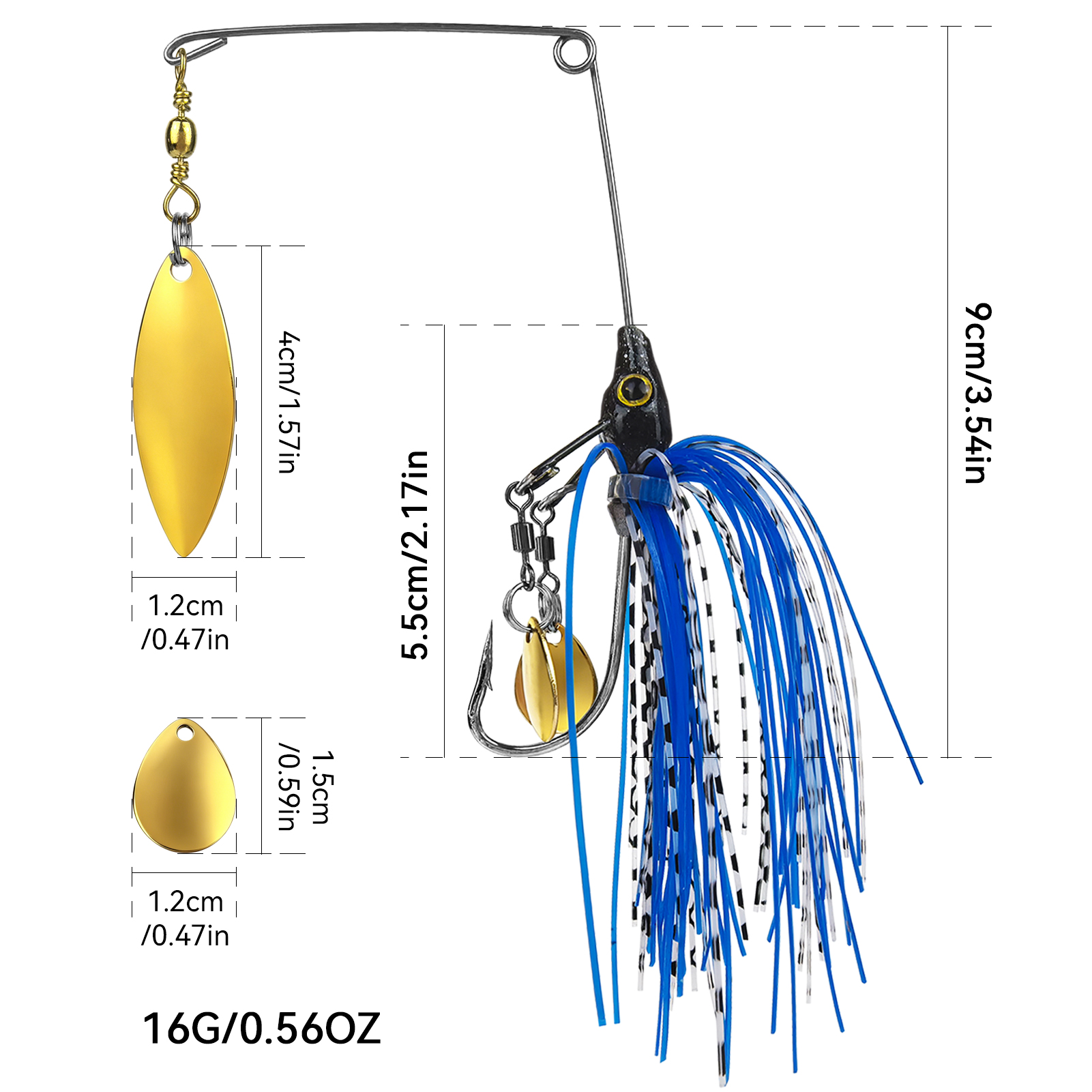 FREE FISHER 5pcs/Lot Single Willow Spinnerbaits,9cm 16g Vibrating Bladed Buzz Baits,Silicone Skirts Chatterbaits,Swim Jig Lures for Bass Pike