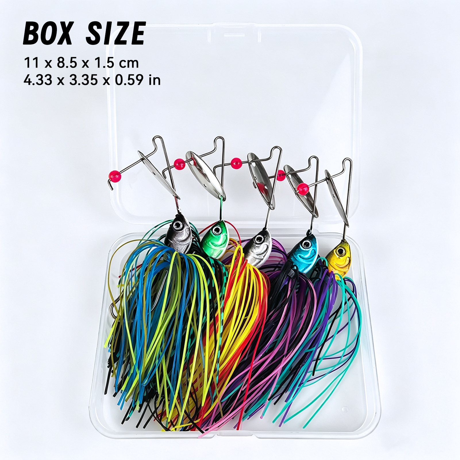 FREE FISHER 5pcs/Box Spinnerbait Fishing Lure with 3D Eyes,8.2cm 14.6g Silicone Skirt Buzz Baits,Willow Blade Jig Lure for Bass
