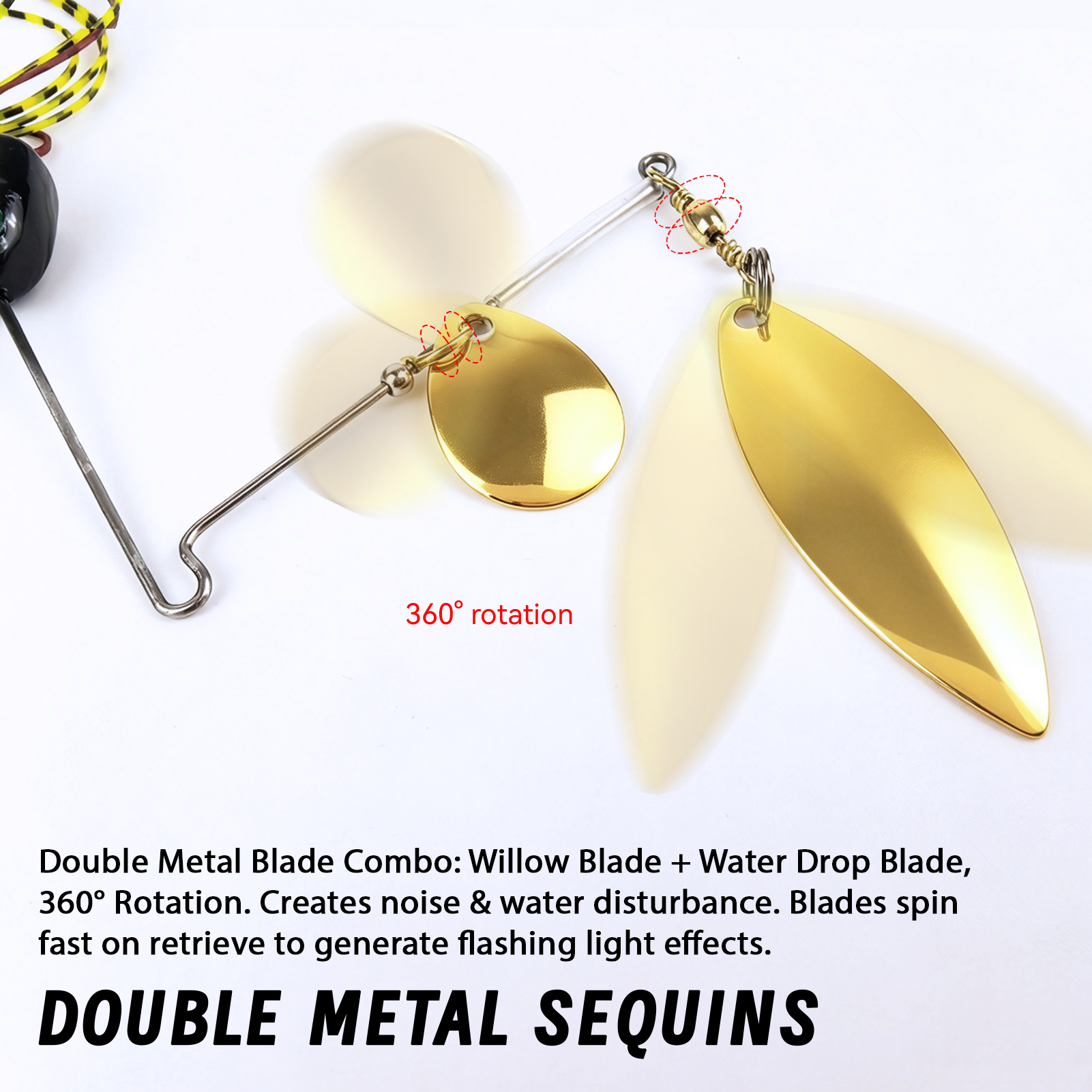 FREE FISHER 5pcs 3D Fisheye Fishing Spinnerbait,Blade Colorful Skirts Buzz Baits,11cm 27g Jig Head Lure Crankhooks for Bass Pike