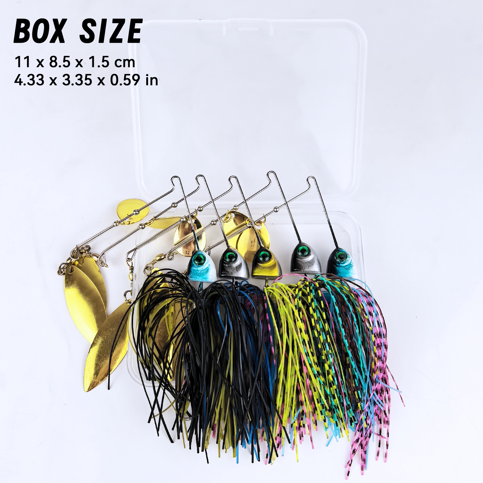 FREE FISHER 5pcs 3D Fisheye Fishing Spinnerbait,Blade Colorful Skirts Buzz Baits,11cm 27g Jig Head Lure Crankhooks for Bass Pike