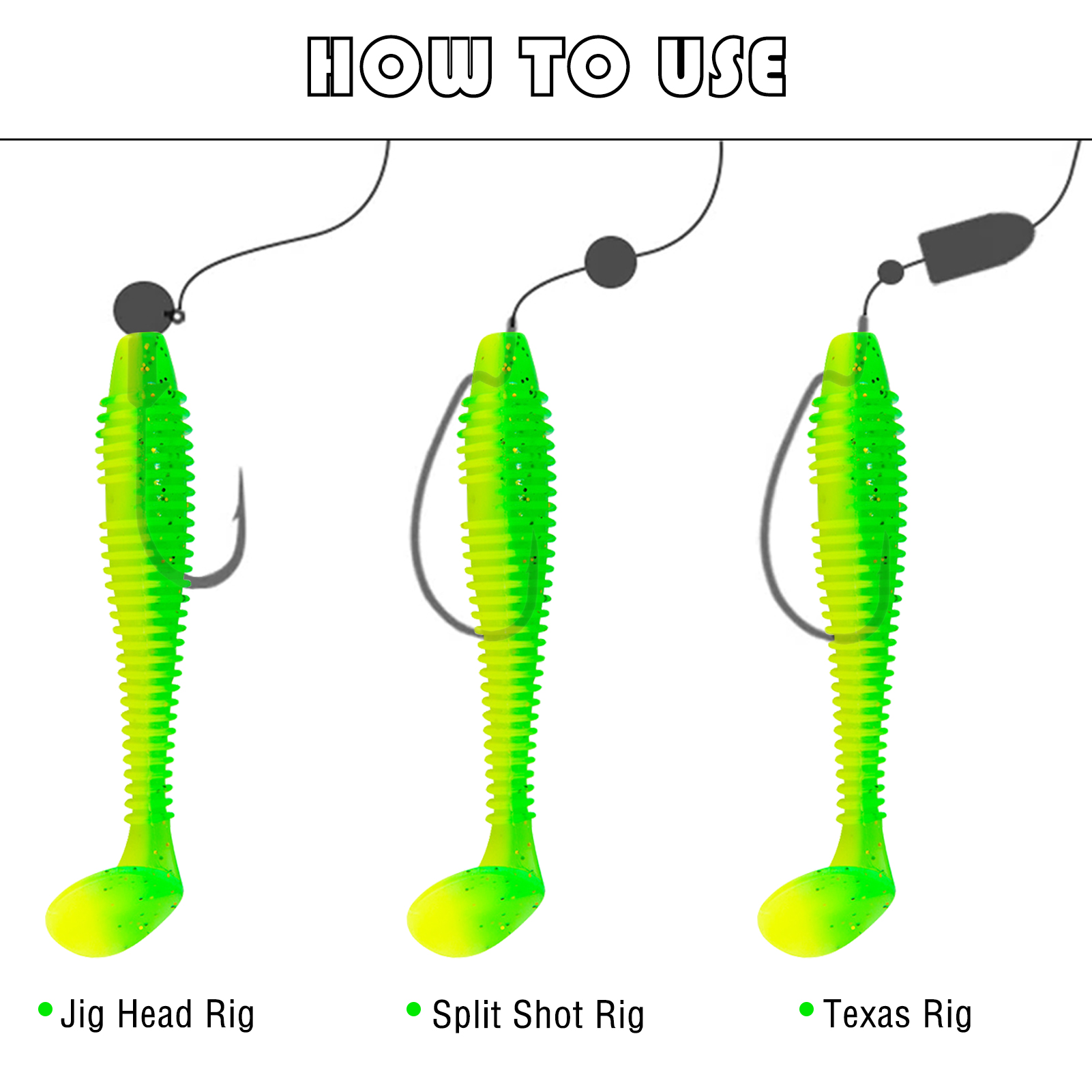 FREE FISHER Fishing Worm Lures Kit,40pcs/Box Soft Maggot Baits,Thread T-Tail Fishing Grubs,Freshwater Saltwater 5.5cm/1.3g Swimbaits for Trout Bass