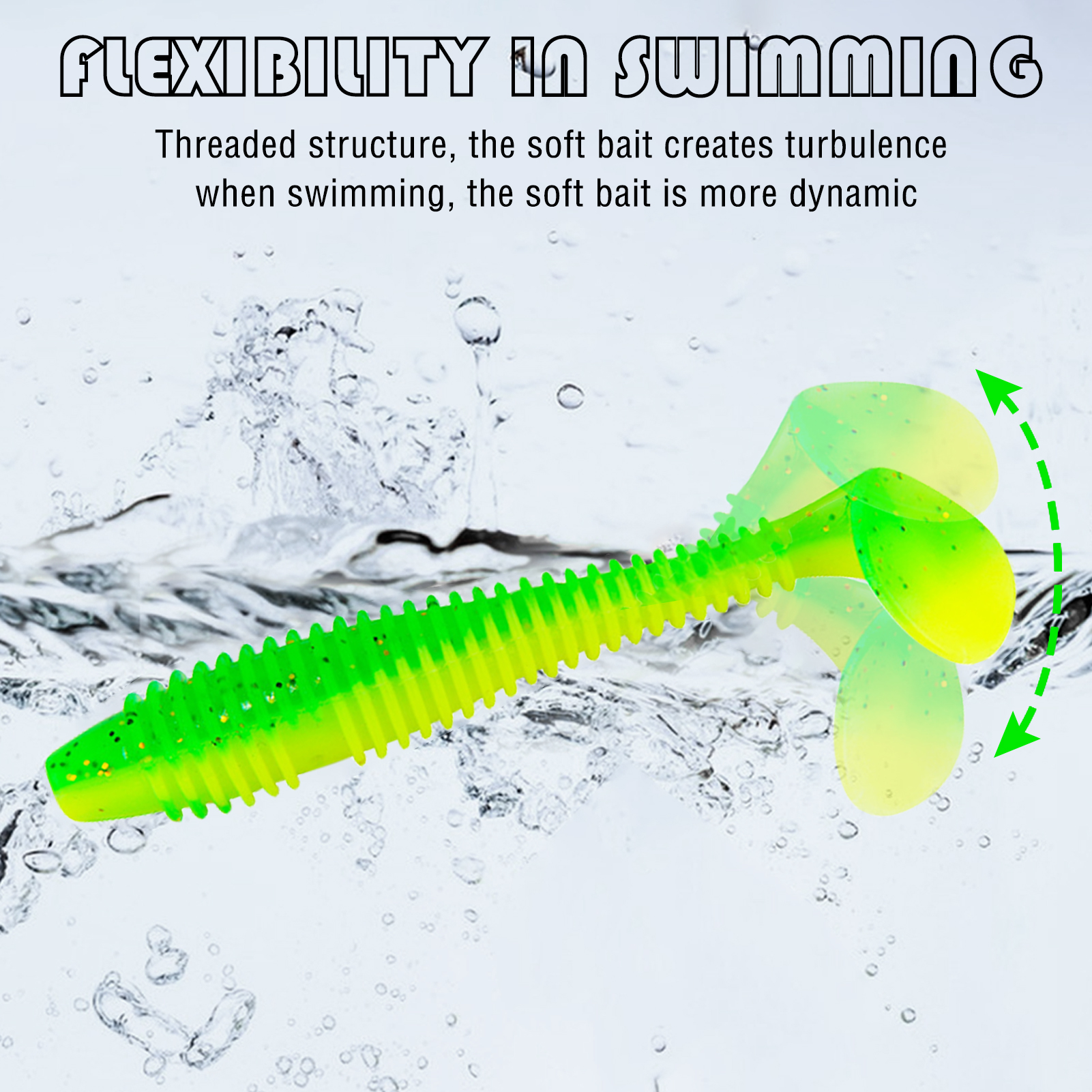 FREE FISHER Fishing Worm Lures Kit,40pcs/Box Soft Maggot Baits,Thread T-Tail Fishing Grubs,Freshwater Saltwater 5.5cm/1.3g Swimbaits for Trout Bass