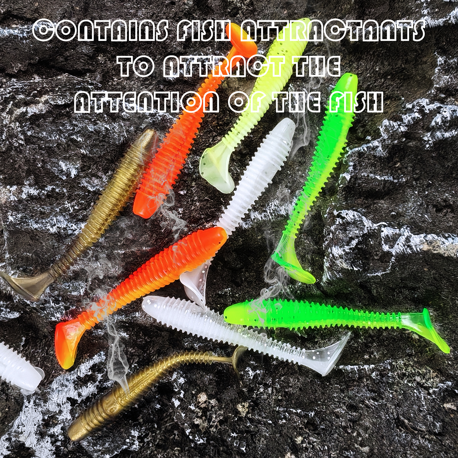 FREE FISHER Fishing Worm Lures Kit,40pcs/Box Soft Maggot Baits,Thread T-Tail Fishing Grubs,Freshwater Saltwater 5.5cm/1.3g Swimbaits for Trout Bass