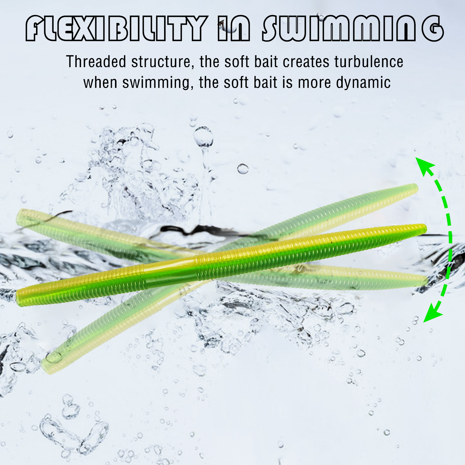 FREE FISHER Wacky Worms Lures Kit,50pcs/Box Soft Stick Baits,14cm 8g Fishing Soft Grub Lures,Swimbaits for Freshwater Saltwater 