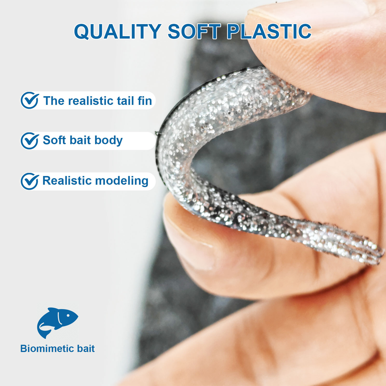 FREE FISHER Fishing Soft Lures Kit,50pcs/Lot Plastic Paddle Tail Swimbaits,8.2cm 2.2g Fishing Baits for Saltwater/Freshwater