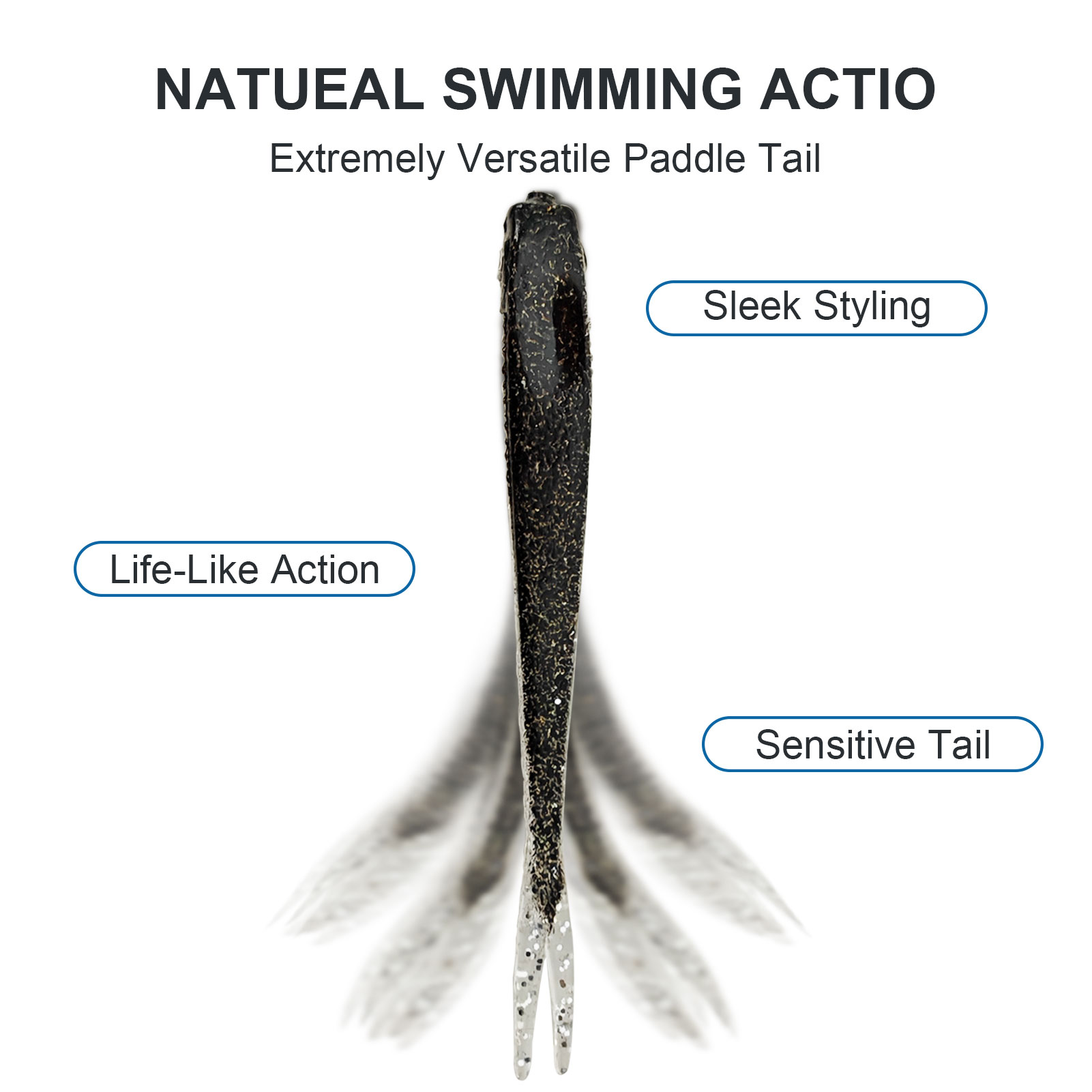 FREE FISHER Fishing Soft Lures Kit,50pcs/Lot Plastic Paddle Tail Swimbaits,8.2cm 2.2g Fishing Baits for Saltwater/Freshwater