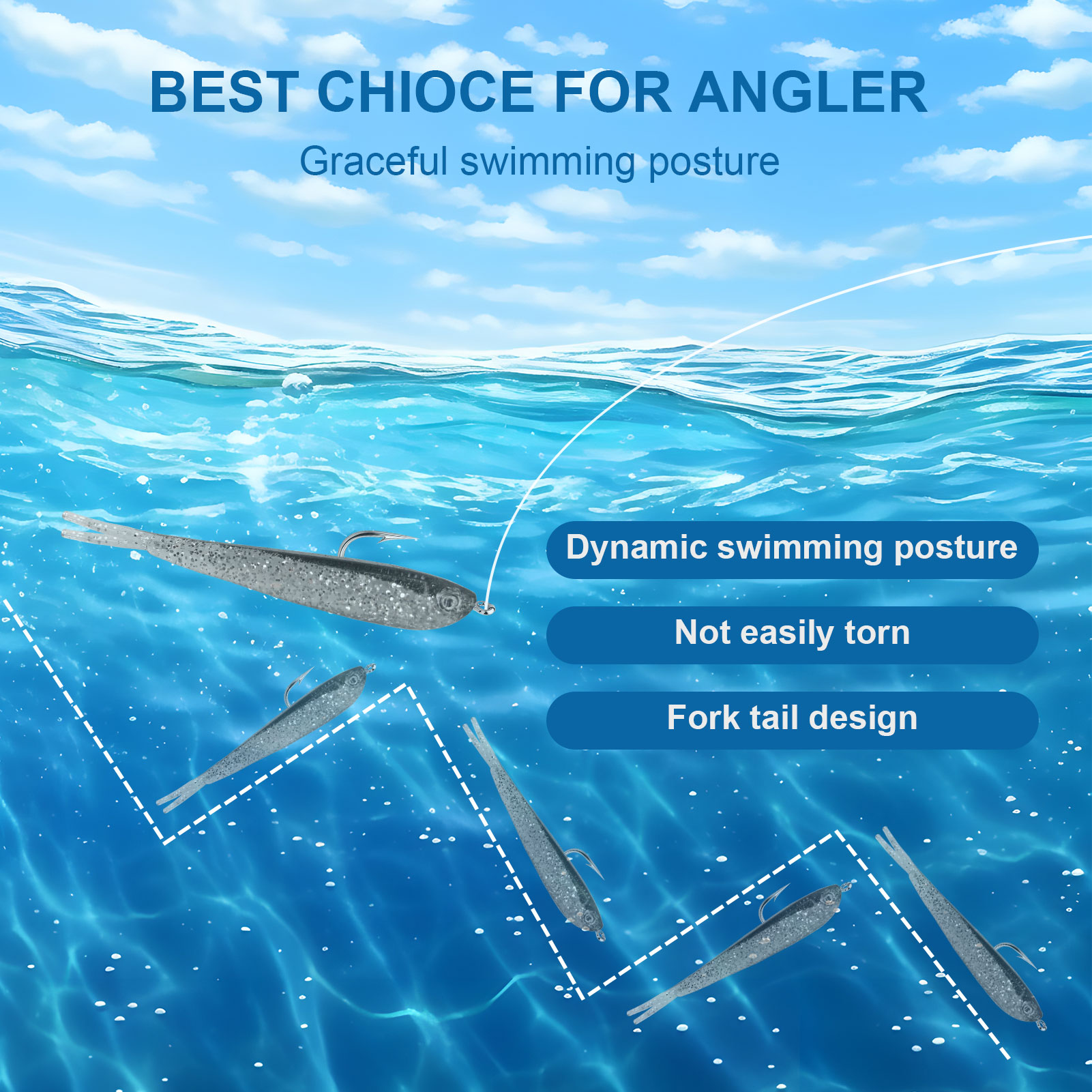 FREE FISHER Fishing Soft Lures Kit,50pcs/Lot Plastic Paddle Tail Swimbaits,8.2cm 2.2g Fishing Baits for Saltwater/Freshwater