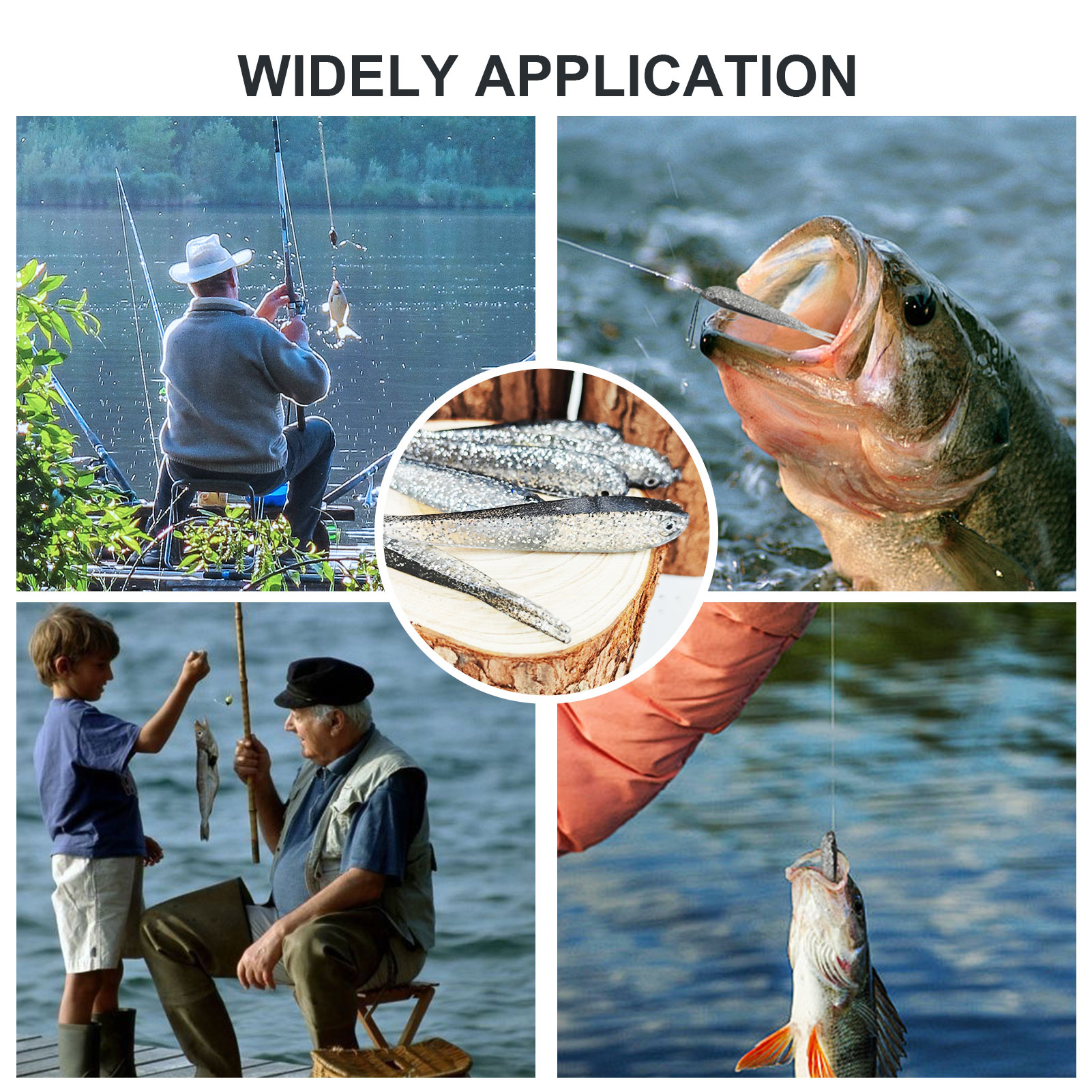 FREE FISHER Fishing Soft Lures Kit,50pcs/Lot Plastic Paddle Tail Swimbaits,8.2cm 2.2g Fishing Baits for Saltwater/Freshwater