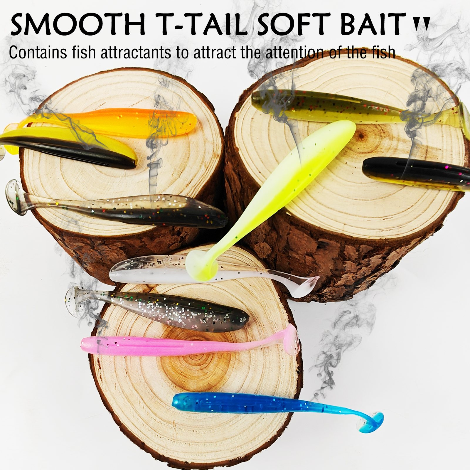 FREE FISHER 100pcs/Box Fishing Soft Plastic Lures,Paddle Tail Swimbaits,2.8in 0.08oz Fishing Baits for for Bass Trout Walleye