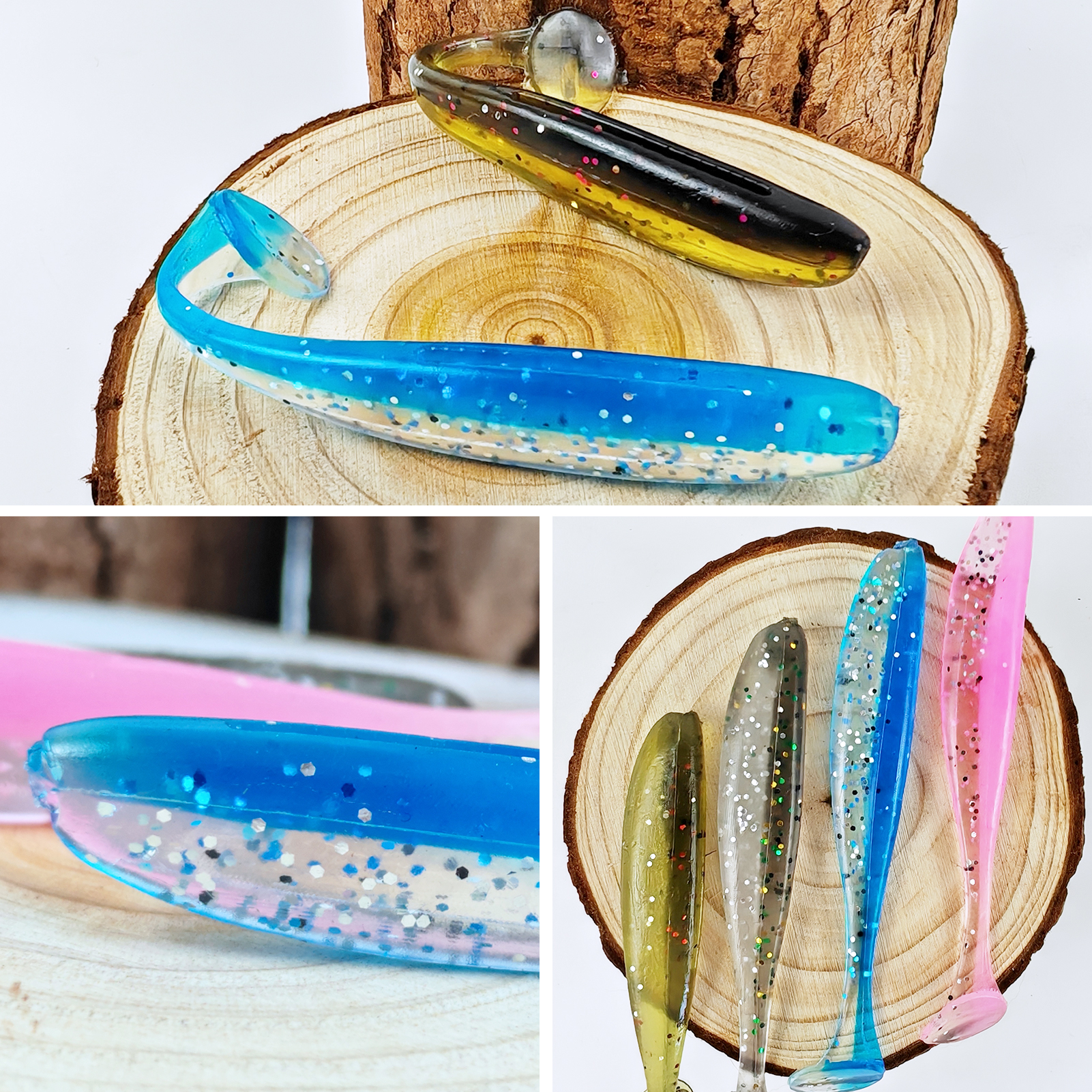 FREE FISHER 100pcs/Box Fishing Soft Plastic Lures,Paddle Tail Swimbaits,2.8in 0.08oz Fishing Baits for for Bass Trout Walleye