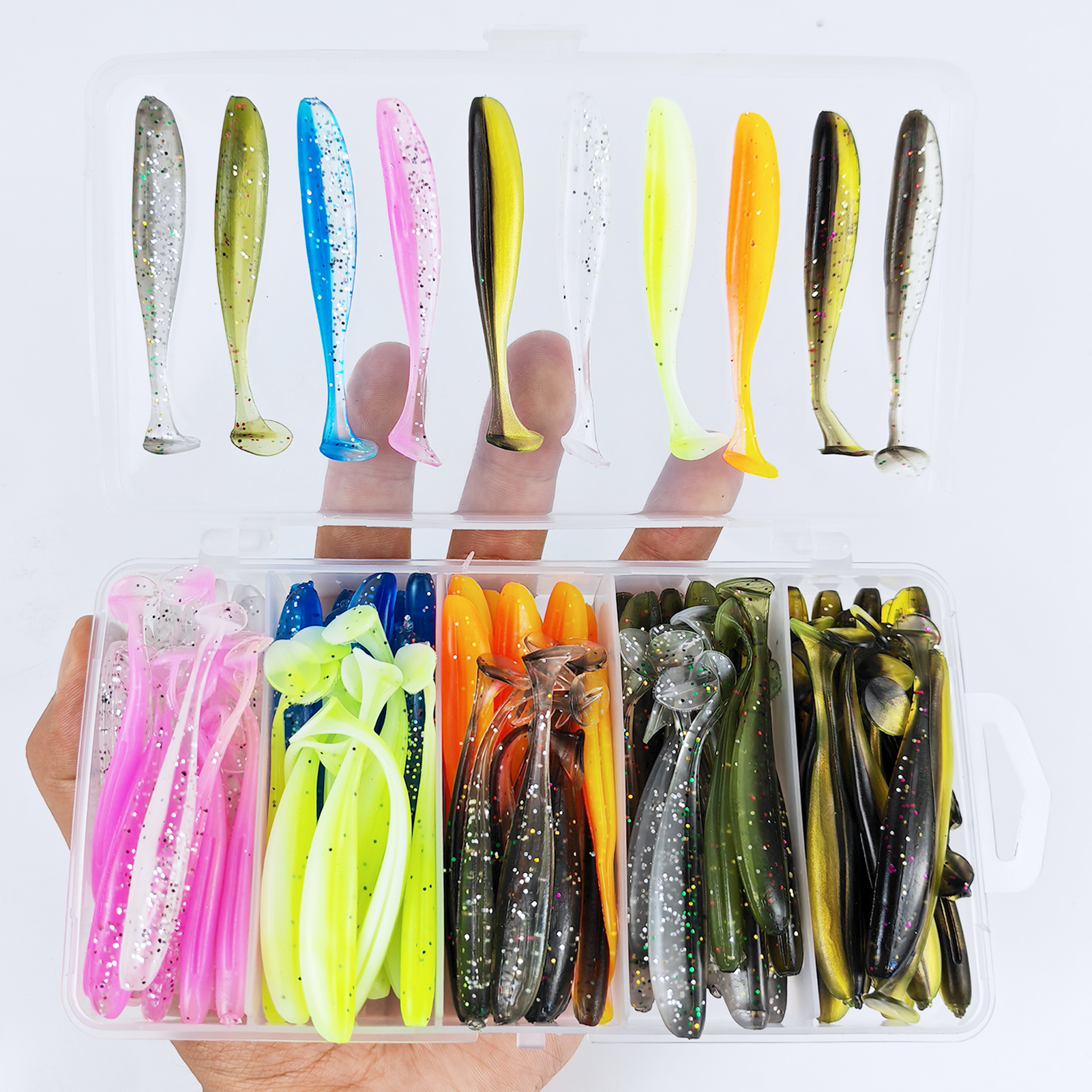 FREE FISHER 106pcs/Lot Fishing Buzzbaits,Metal Spinnerbaits Rotating Bladed,Artificial Baits Soft Lures,Paddle Tail Swimbaits 