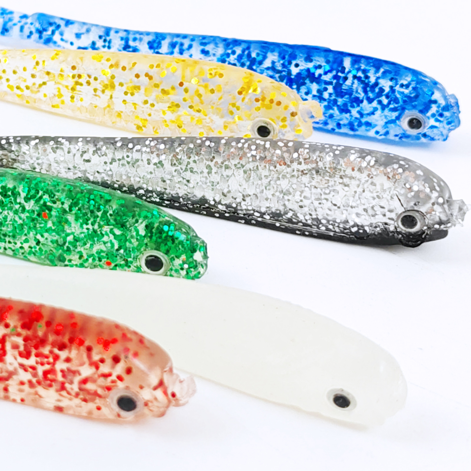 FREE FISHER Fishing Soft Plastic Baits,60pcs/Lot Forktail Swimbaits,70mm 2.2g Fishing Bait,3D Fish Eye Shad Lures for Bass/Trout