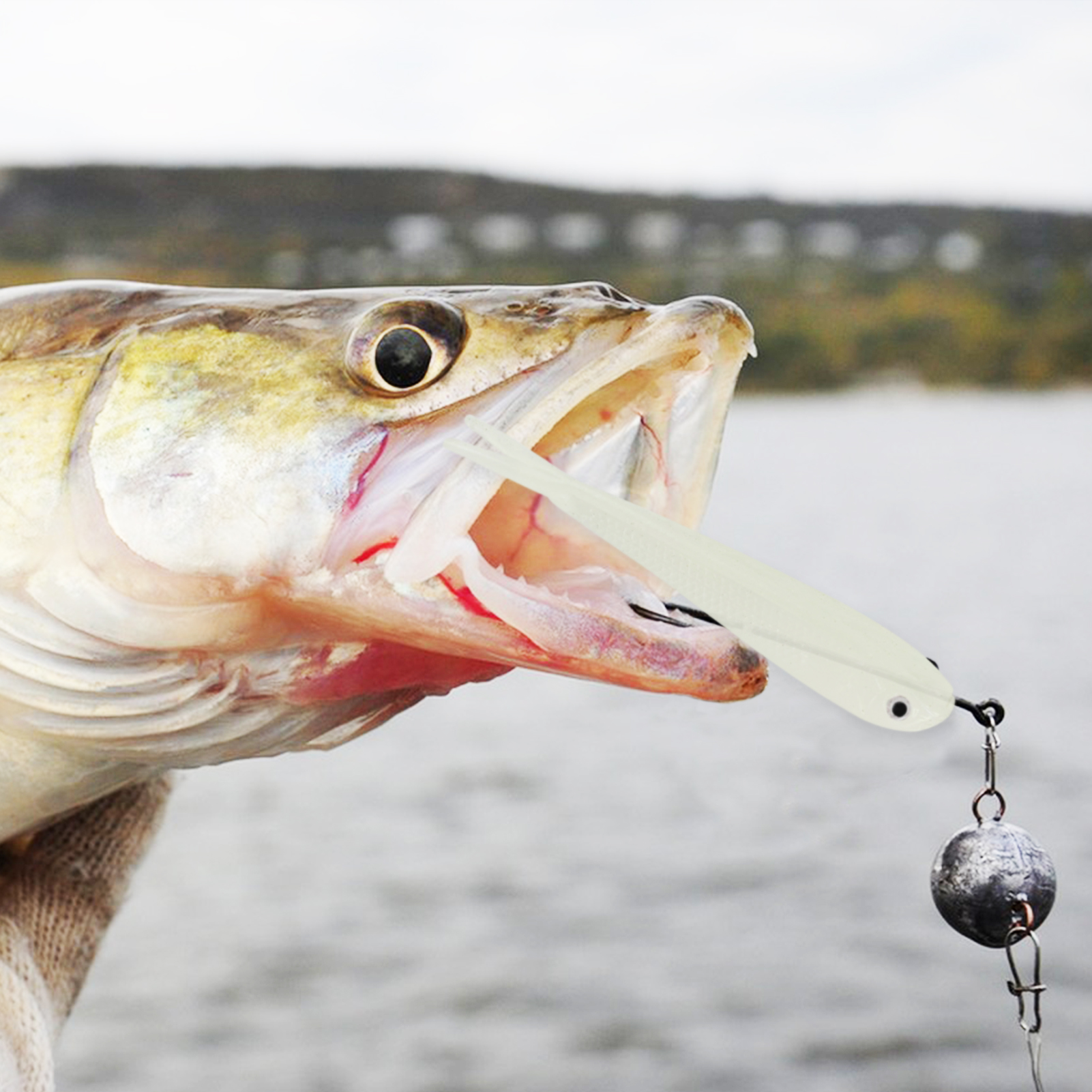 FREE FISHER Fishing Soft Plastic Baits,60pcs/Lot Forktail Swimbaits,70mm 2.2g Fishing Bait,3D Fish Eye Shad Lures for Bass/Trout