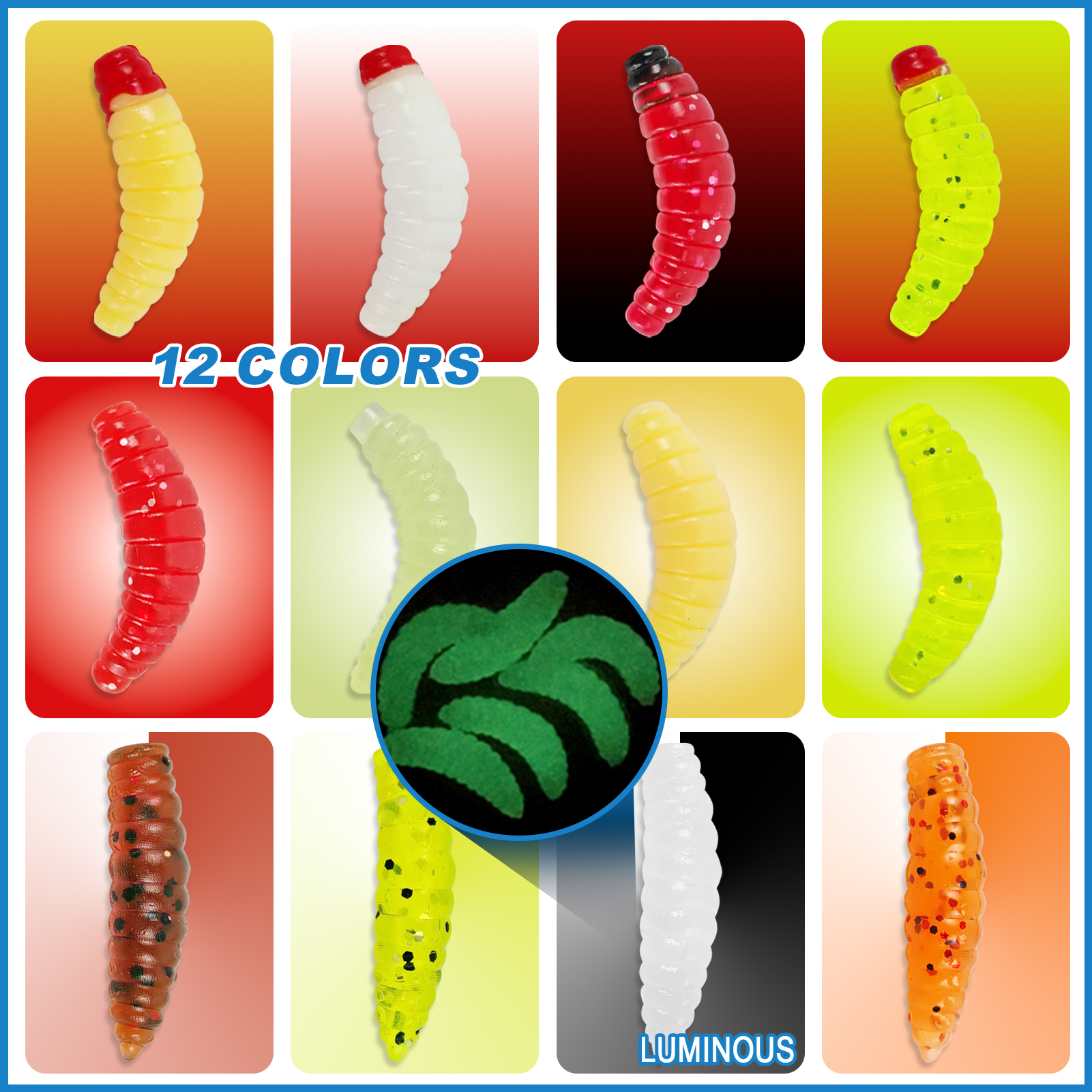 FREE FISHER 120pcs/Lot Maggot Pupae Lure,Ice Fishing Soft Worm,2-2.5cm Mealworm Crappie Jigs,Grubs Baits for Trout/Pan Fish/Bass