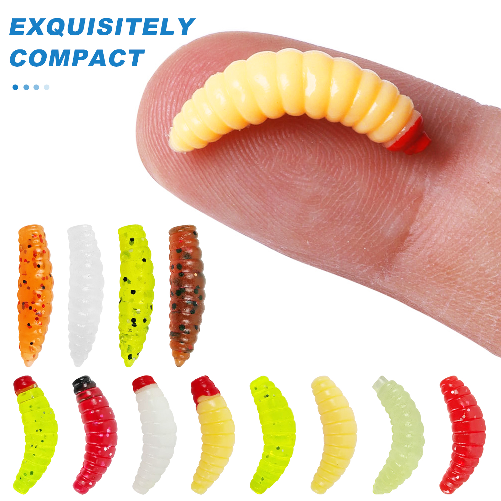 FREE FISHER 120pcs/Lot Maggot Pupae Lure,Ice Fishing Soft Worm,2-2.5cm Mealworm Crappie Jigs,Grubs Baits for Trout/Pan Fish/Bass