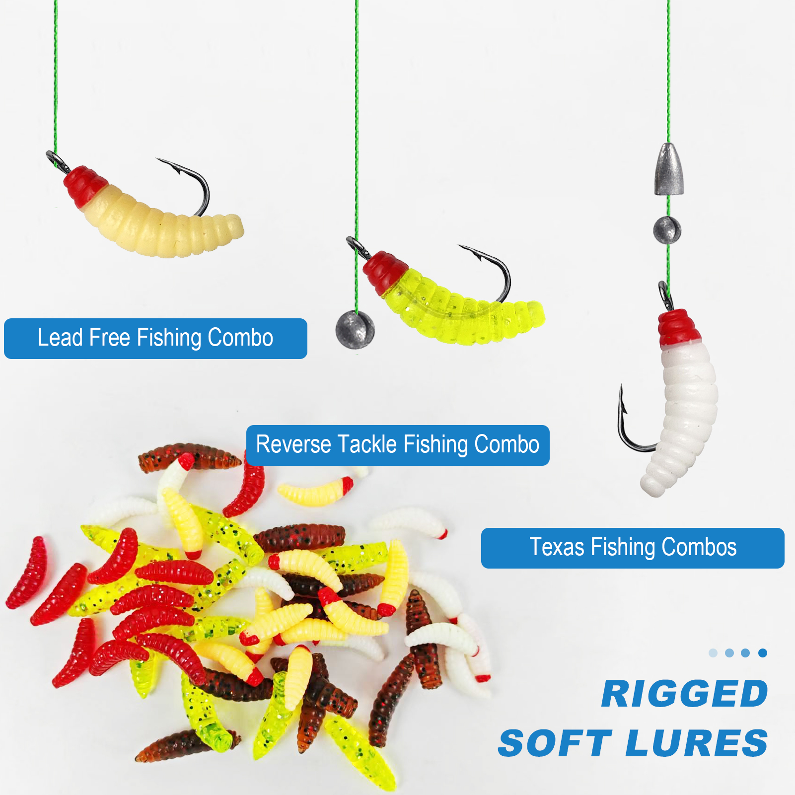 FREE FISHER 120pcs/Lot Maggot Pupae Lure,Ice Fishing Soft Worm,2-2.5cm Mealworm Crappie Jigs,Grubs Baits for Trout/Pan Fish/Bass