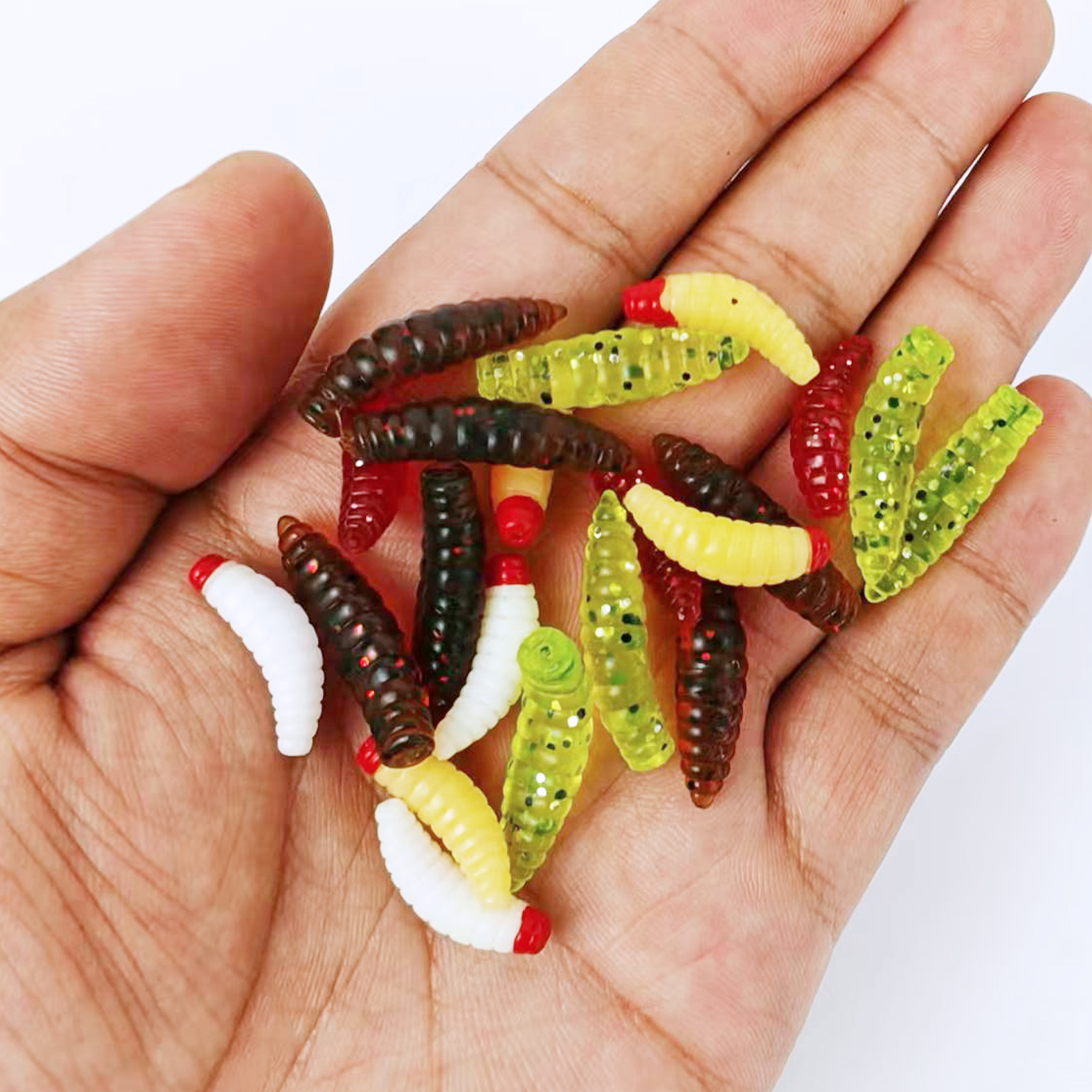 FREE FISHER 120pcs/Lot Maggot Pupae Lure,Ice Fishing Soft Worm,2-2.5cm Mealworm Crappie Jigs,Grubs Baits for Trout/Pan Fish/Bass