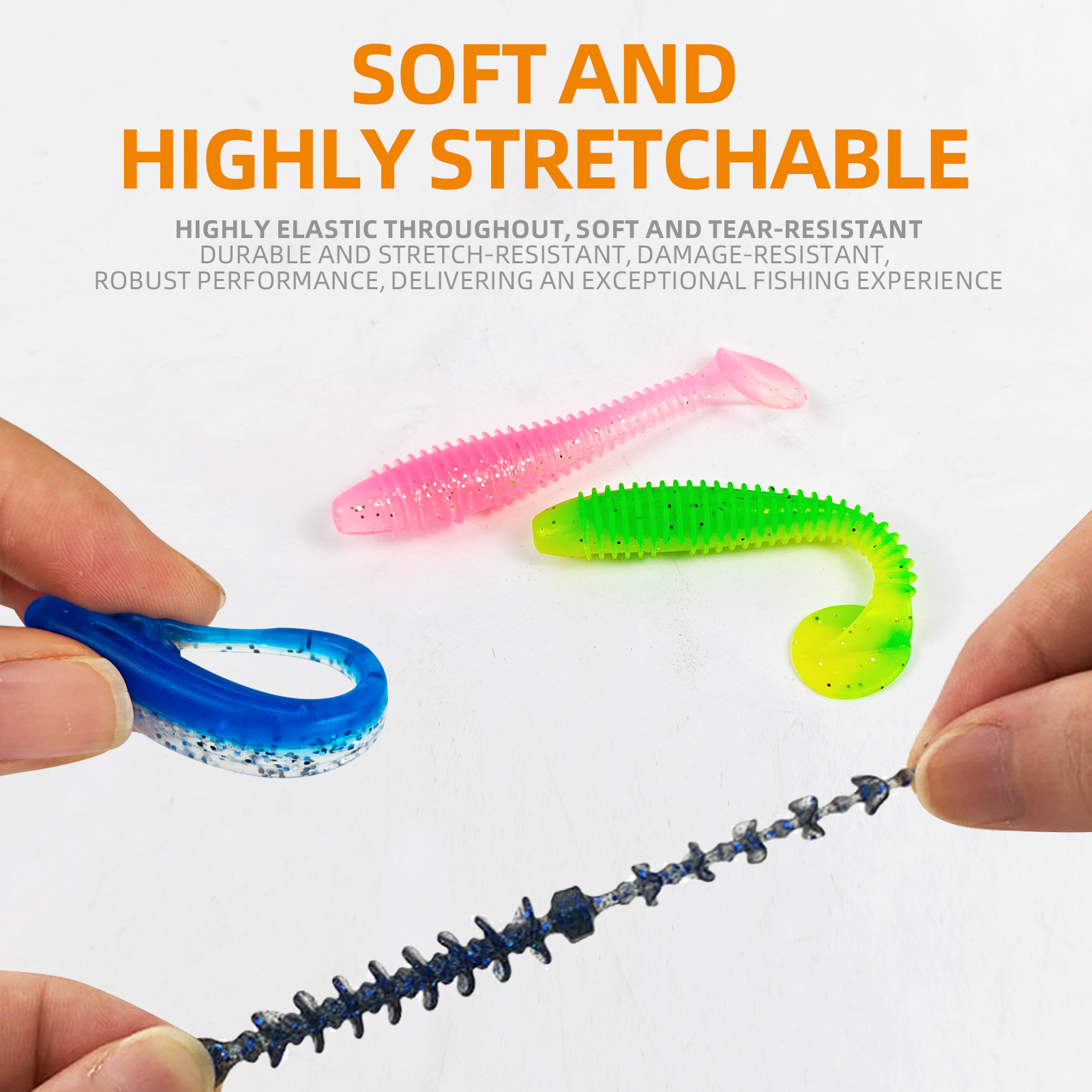 FREE FISHER 64pcs/Lot Fishing Soft Lures Kit,Worm Grubs Baits,Tail Swimbaits,Fishing Tackle Gear Box for Freshwater/Saltwater