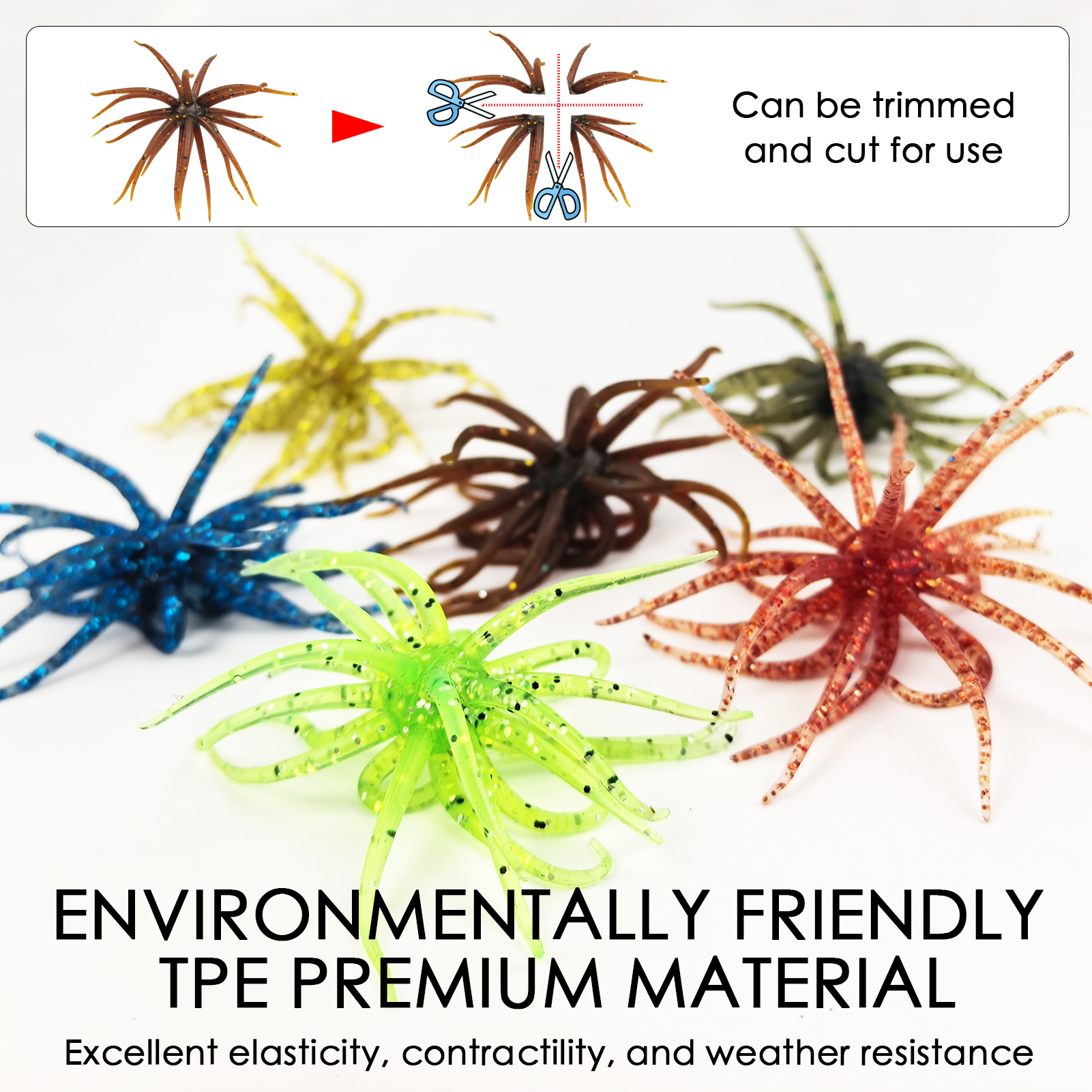 FREE FISHER 6pcs/Lot Fishing Sea Urchin Baits,Floating Soft Lures,5cm 1.6g/9cm 2.8g Dice Fishing Artificial Lures for Trout/Bass 