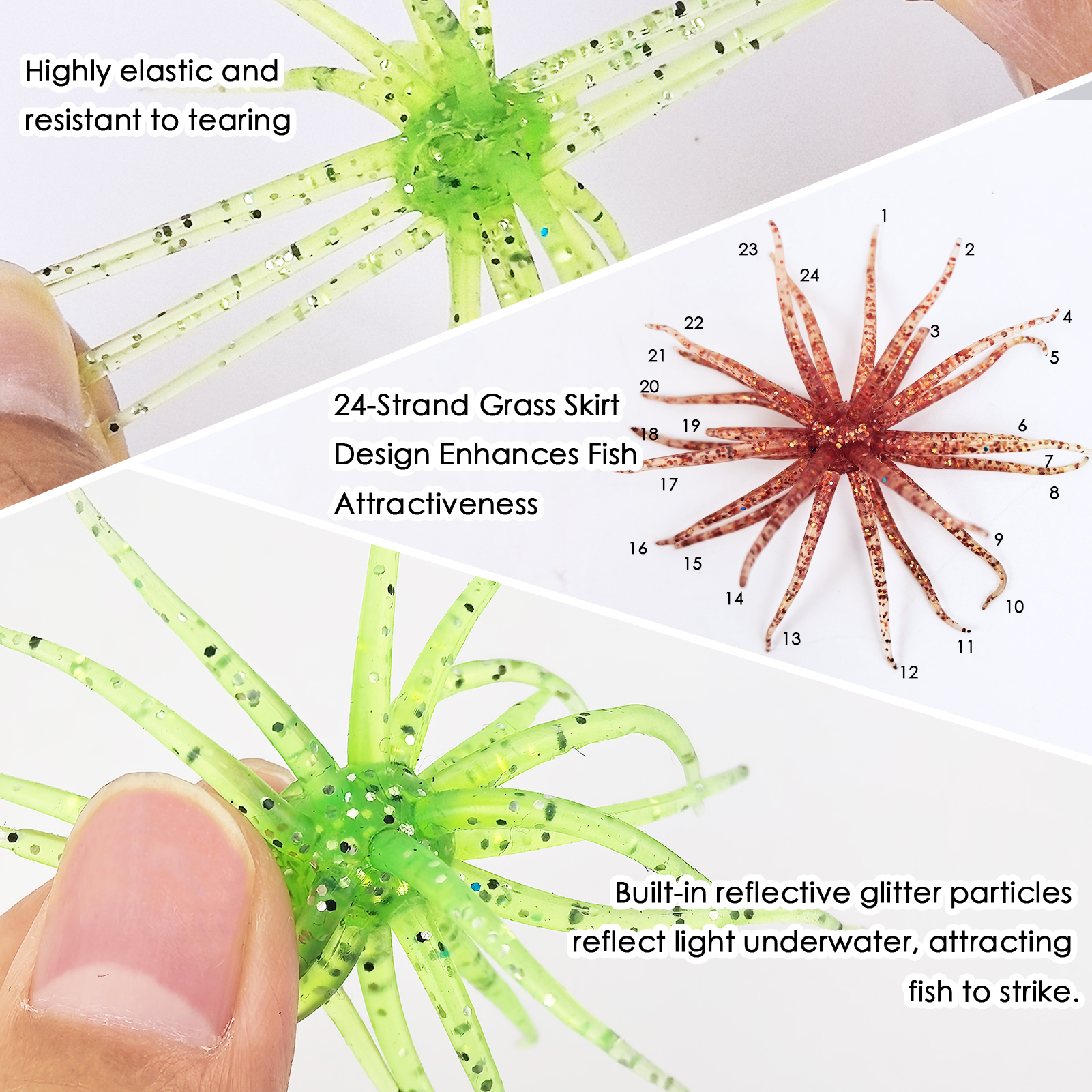 FREE FISHER 6pcs/Lot Fishing Sea Urchin Baits,Floating Soft Lures,5cm 1.6g/9cm 2.8g Dice Fishing Artificial Lures for Trout/Bass 