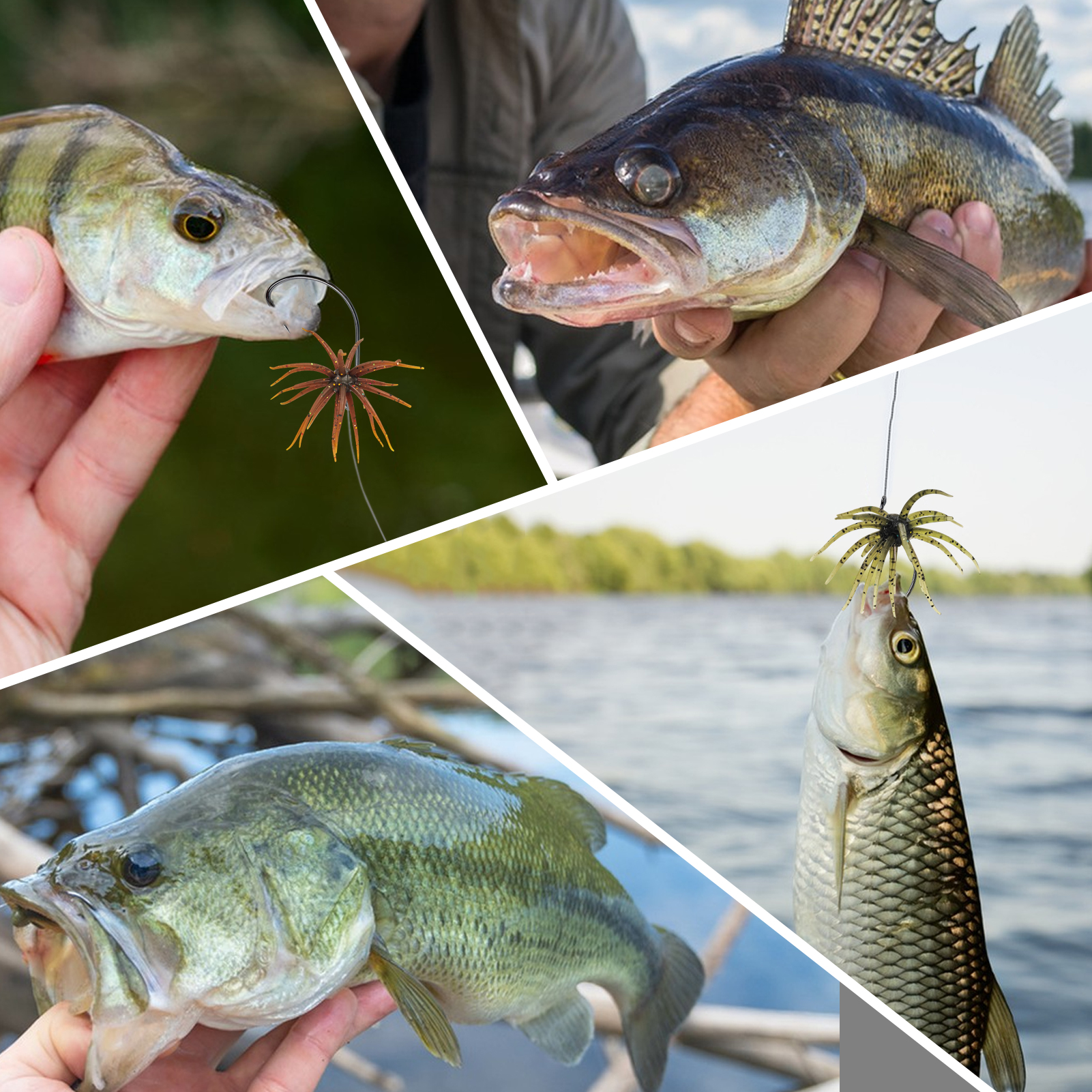 FREE FISHER 6pcs/Lot Fishing Sea Urchin Baits,Floating Soft Lures,5cm 1.6g/9cm 2.8g Dice Fishing Artificial Lures for Trout/Bass 