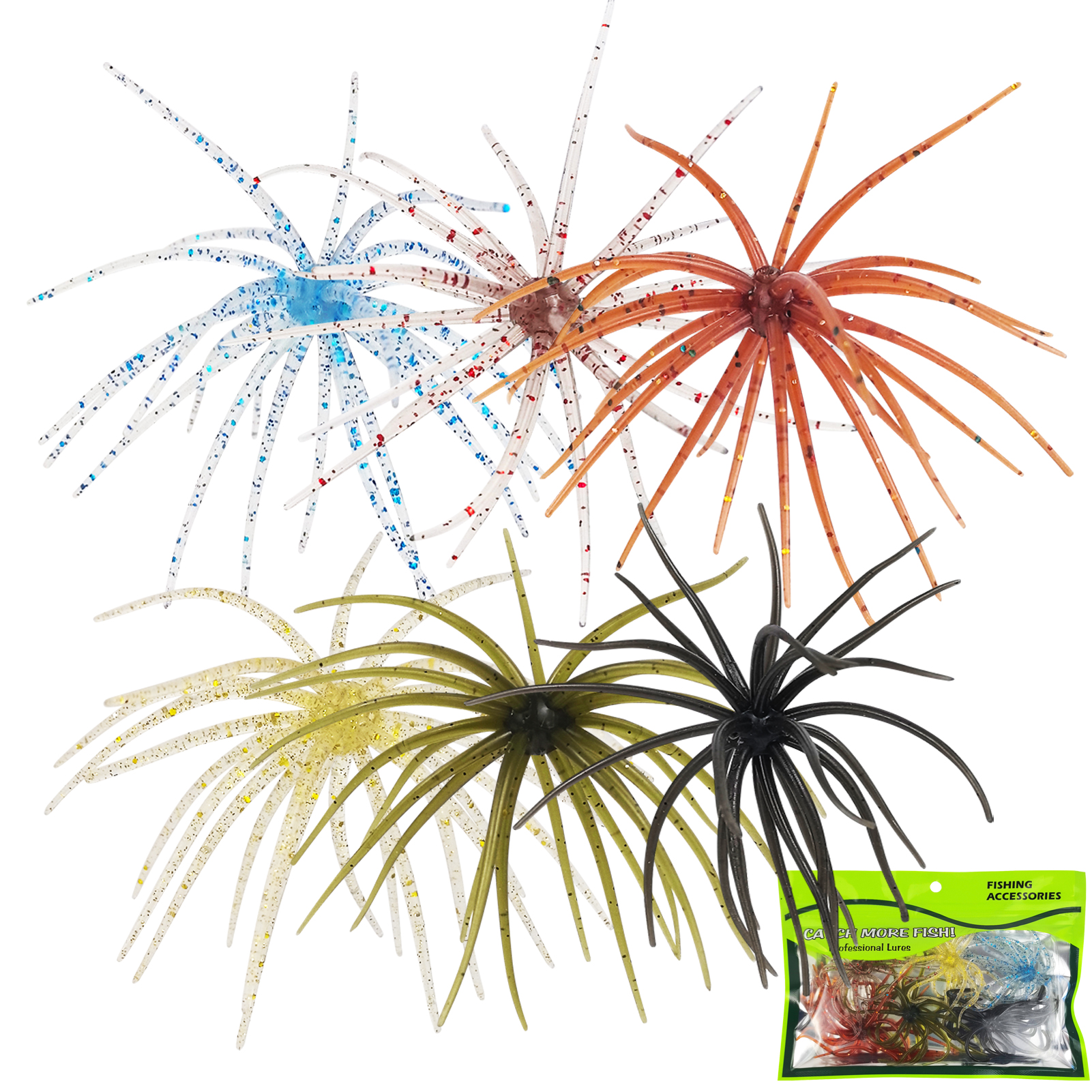 FREE FISHER Fishing Sea Urchin Baits Kit,TPE Floating Soft Fuzzy Lures,5cm/9cm/11cm/13cm Dice Artificial Creature Lures for Trout/Bass 