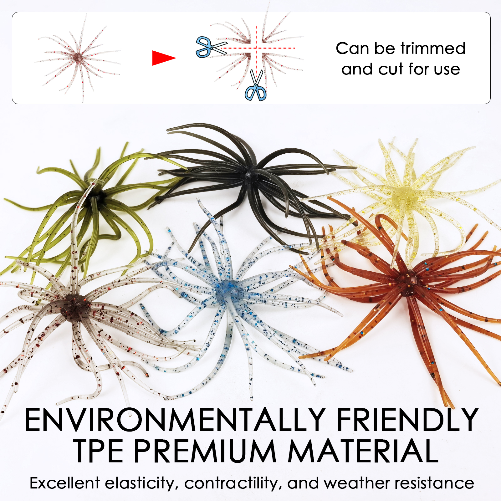 FREE FISHER 6pcs/Lot Fishing Sea Urchin Baits,Floating Soft Lures,5cm 1.6g/9cm 2.8g Dice Fishing Artificial Lures for Trout/Bass 