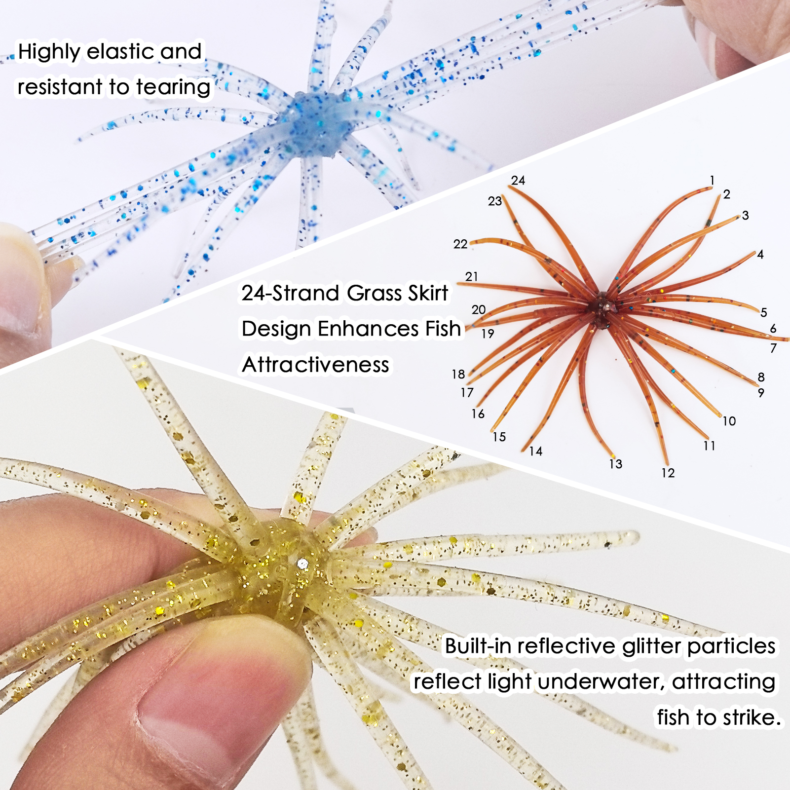 FREE FISHER 6pcs/Lot Fishing Sea Urchin Baits,Floating Soft Lures,5cm 1.6g/9cm 2.8g Dice Fishing Artificial Lures for Trout/Bass 