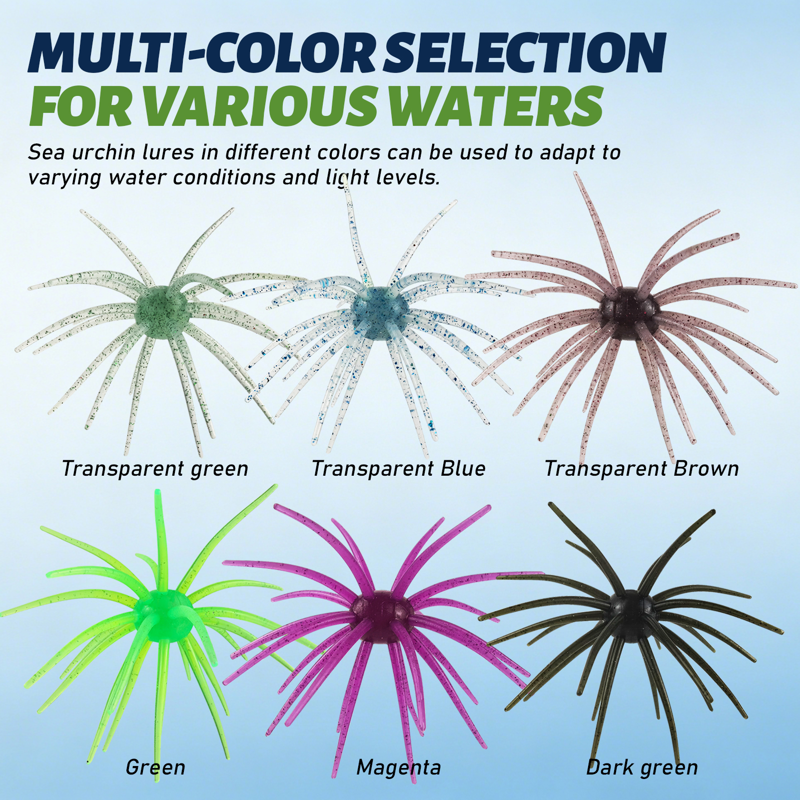 FREE FISHER Sea Urchin Bait,TPE Floating Fishing Lures,10.5cm 9g Dice Artificial Lure,13.5cm 17g Creature Baits for Wacky/Neko Rigs