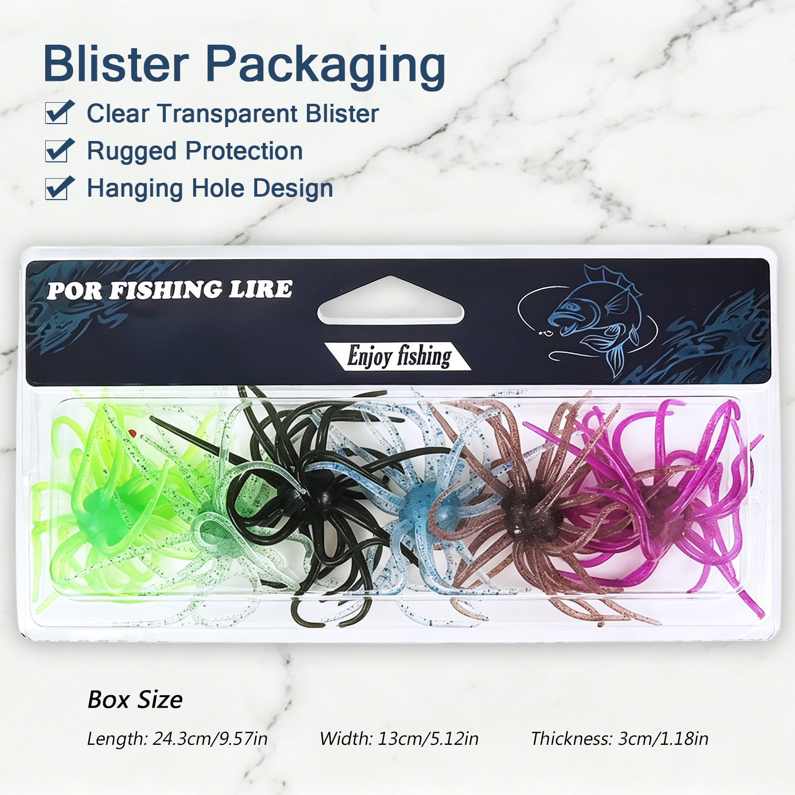 FREE FISHER Fishing Sea Urchin Baits Kit,TPE Floating Soft Fuzzy Lures,5cm/9cm/11cm/13cm Dice Artificial Creature Lures for Trout/Bass 
