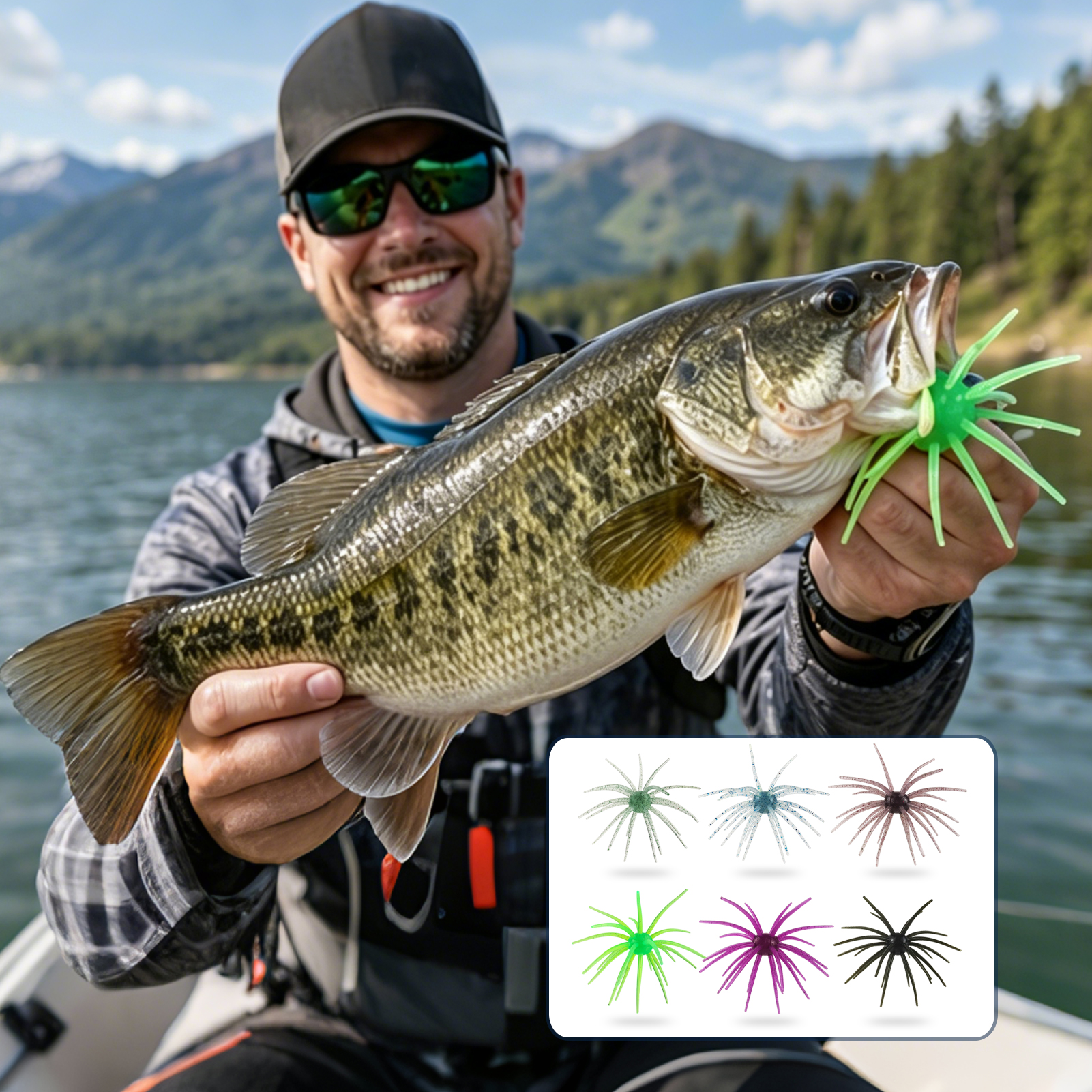 FREE FISHER Sea Urchin Bait,TPE Floating Fishing Lures,10.5cm 9g Dice Artificial Lure,13.5cm 17g Creature Baits for Wacky/Neko Rigs