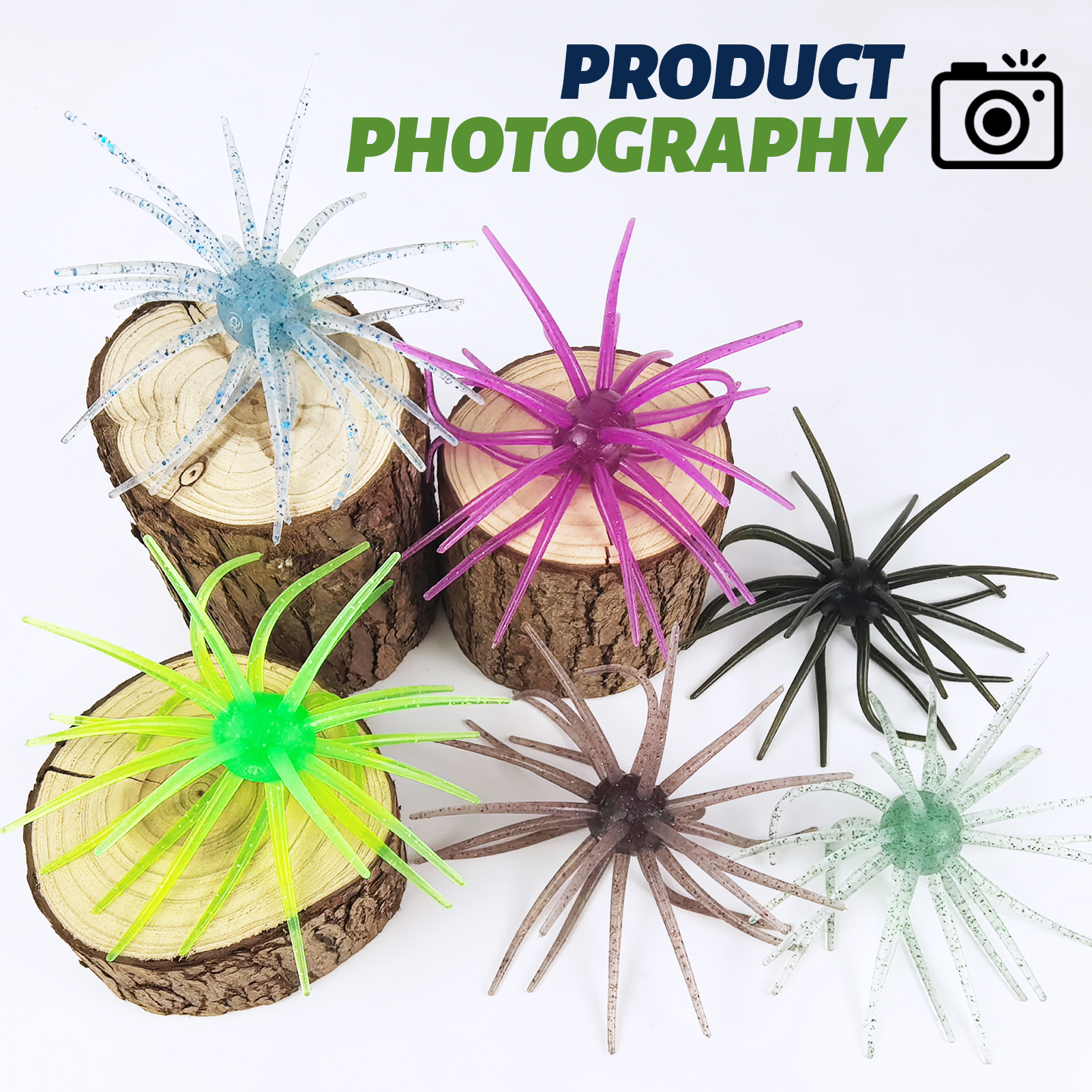 FREE FISHER Sea Urchin Bait,TPE Floating Fishing Lures,10.5cm 9g Dice Artificial Lure,13.5cm 17g Creature Baits for Wacky/Neko Rigs