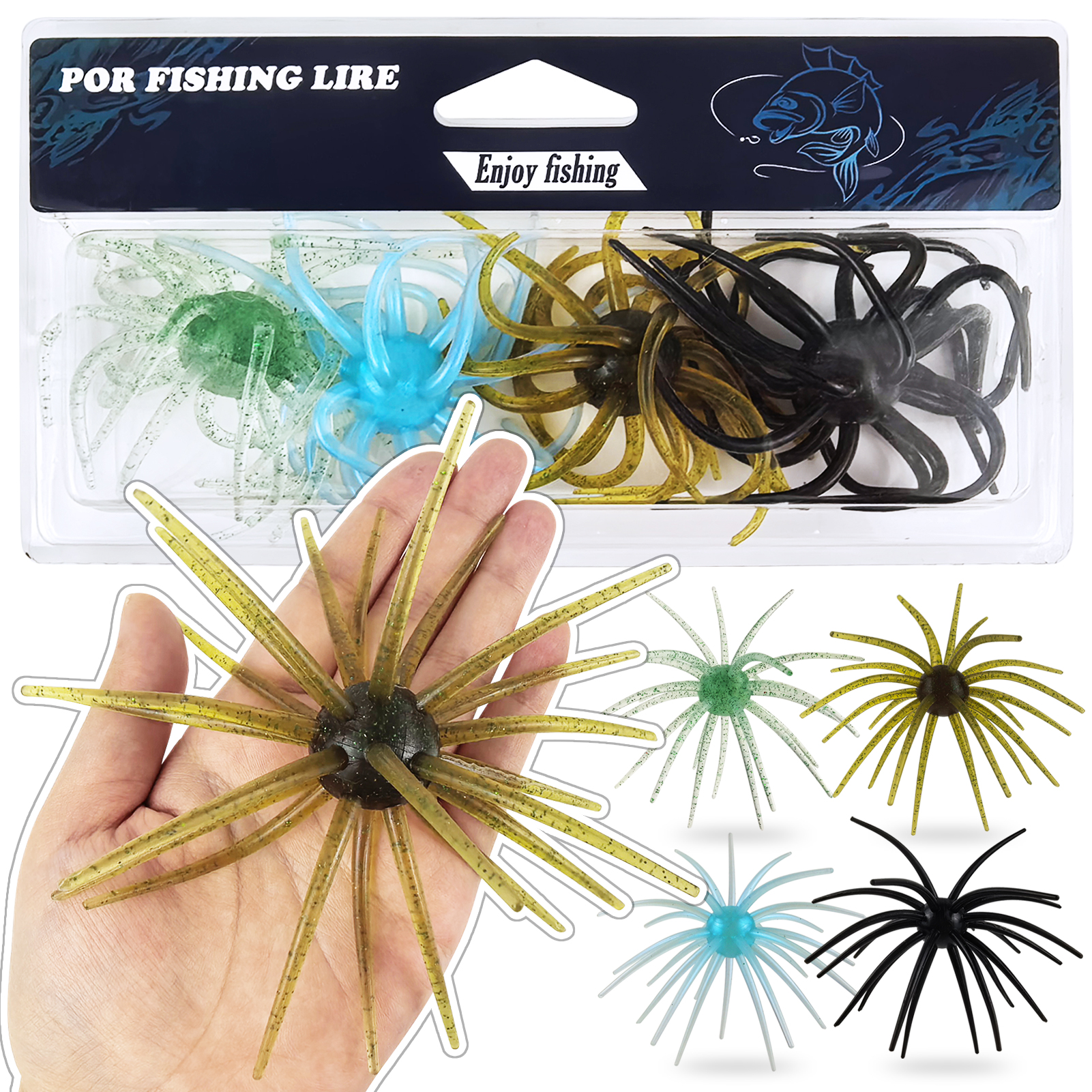 FREE FISHER Sea Urchin Bait,TPE Floating Fishing Lures,10.5cm 9g Dice Artificial Lure,13.5cm 17g Creature Baits for Wacky/Neko Rigs
