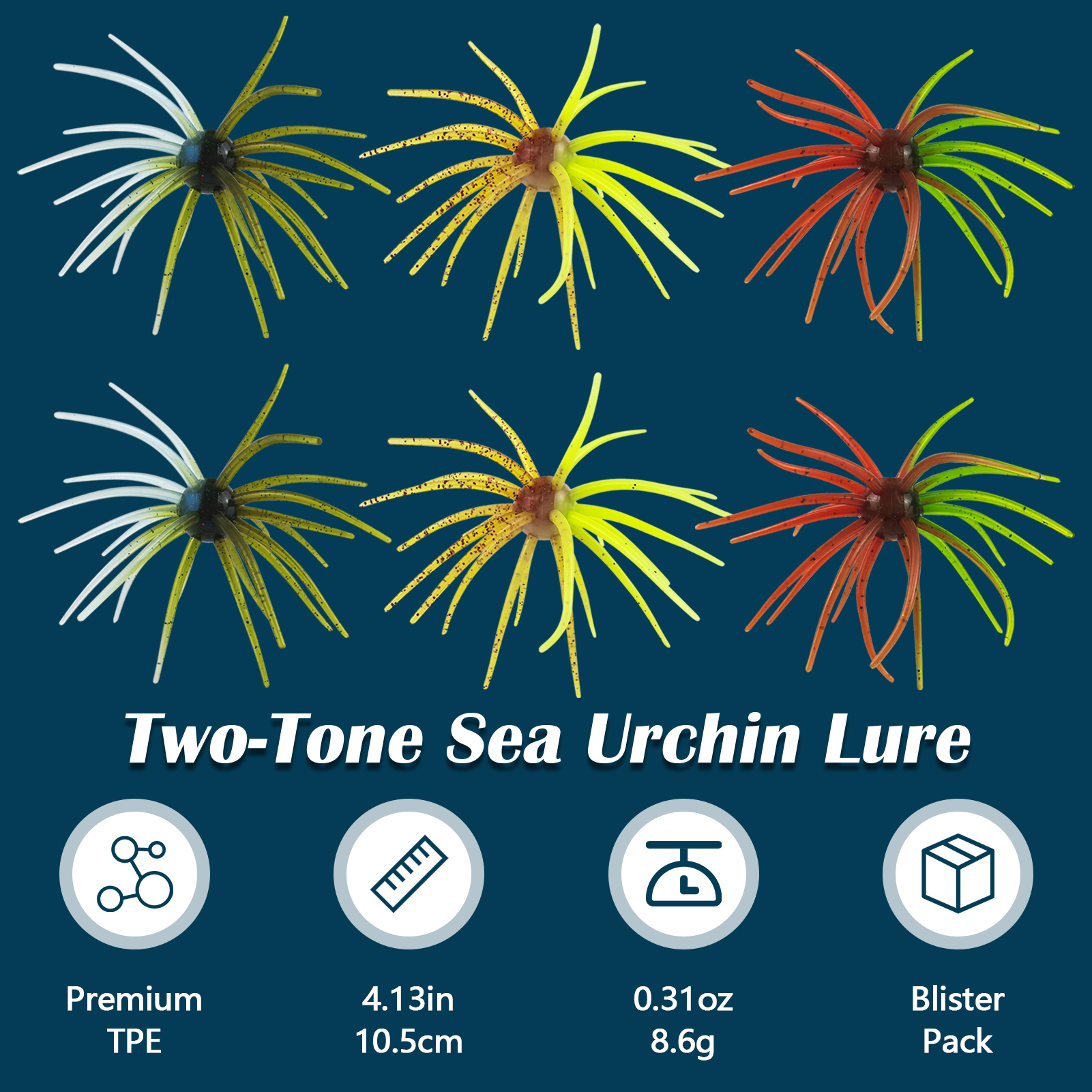 FREE FISHER Sea Urchin Bait,TPE Floating Fishing Lures,10.5cm 9g Dice Artificial Lure,13.5cm 17g Creature Baits for Wacky/Neko Rigs