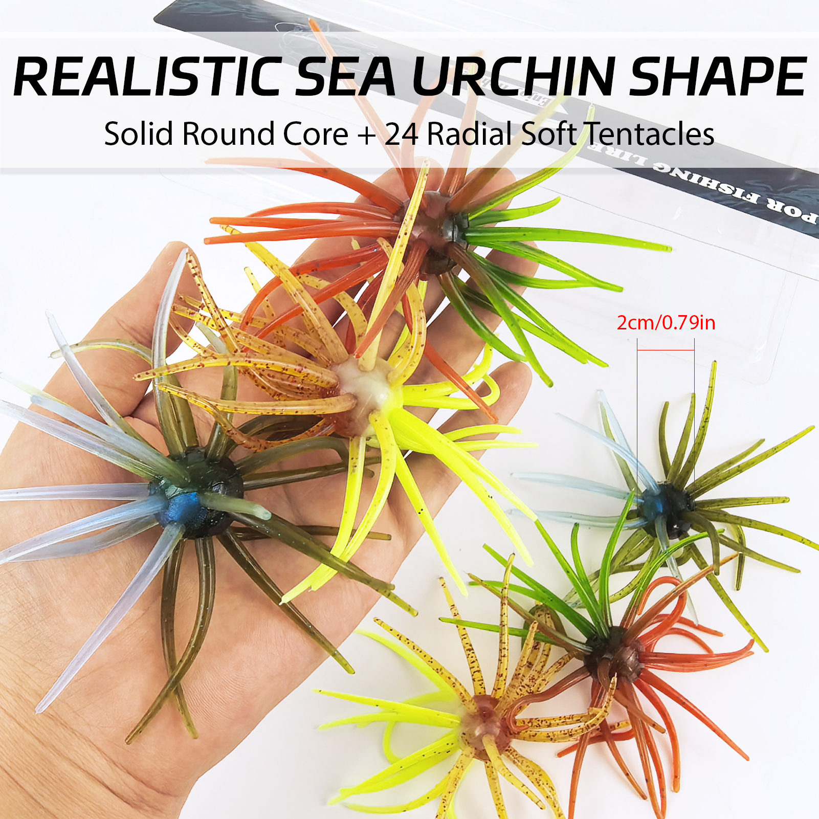 FREE FISHER Fishing Sea Urchin Baits Kit,TPE Floating Soft Fuzzy Lures,5cm/9cm/11cm/13cm Dice Artificial Creature Lures for Trout/Bass 