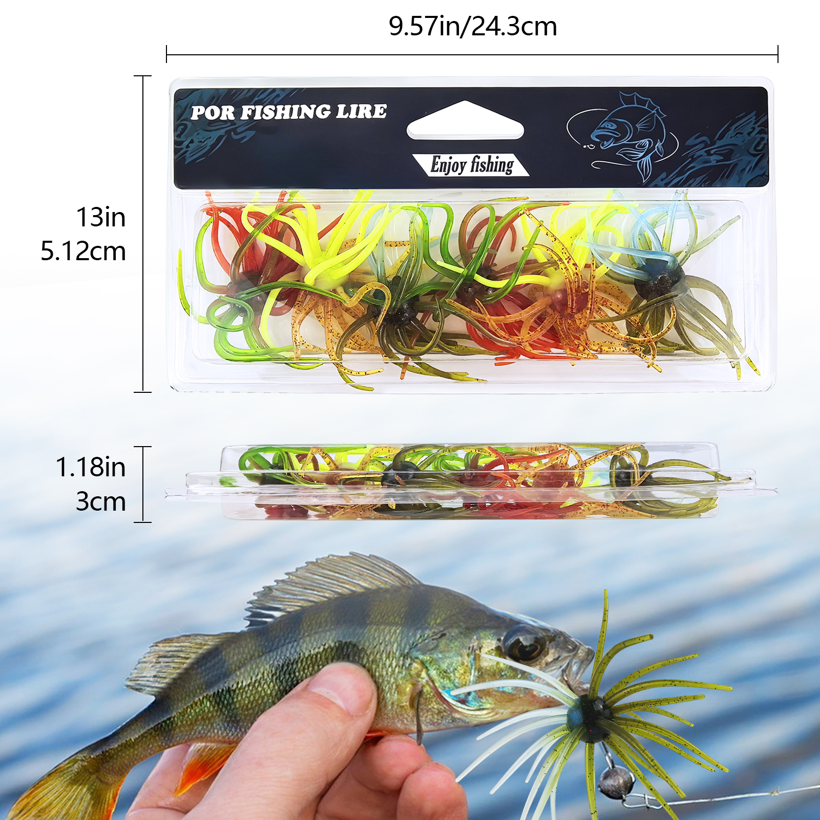 FREE FISHER Fishing Sea Urchin Baits Kit,TPE Floating Soft Fuzzy Lures,5cm/9cm/11cm/13cm Dice Artificial Creature Lures for Trout/Bass 