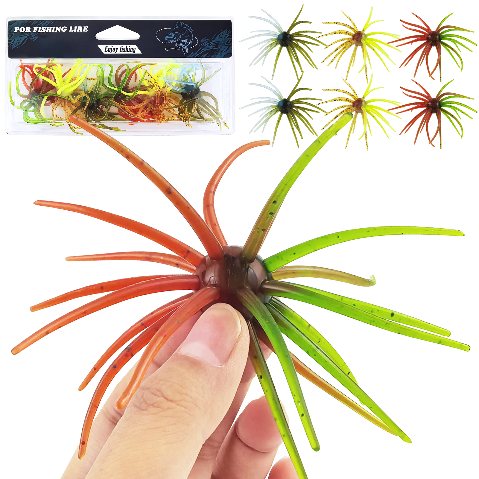 FREE FISHER Sea Urchin Bait,TPE Floating Fishing Lures,10.5cm 9g Dice Artificial Lure,13.5cm 17g Creature Baits for Wacky/Neko Rigs