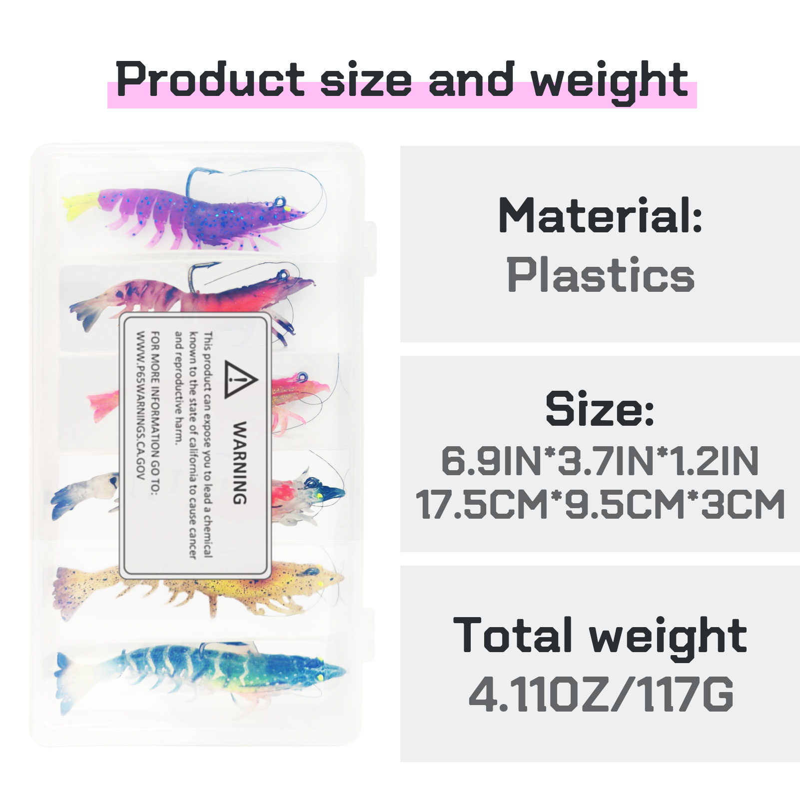 FREE FISHER 6pcs/Box Fishing Soft Prawn Lures,Shrimp Baits,8cm/7g 9.2cm/11g Bionic Lures,Jig Head Sinking Swimbaits,Hook Wobbler