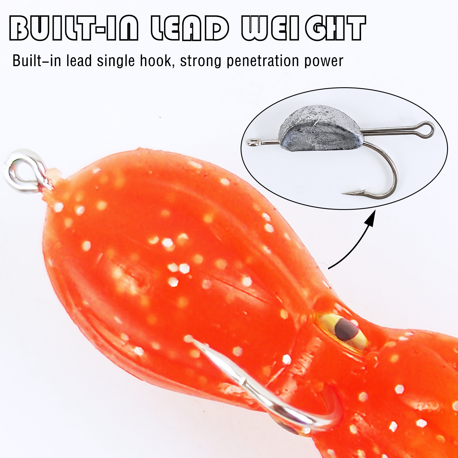 FREE FISHER Fishing Octopus Lures,11cm 22g Squid Skirts Baits Jig Head Hook,Sea Fishing Cuttlefish Baits,Artificial Trolling Swimbaits(Pack of 5)
