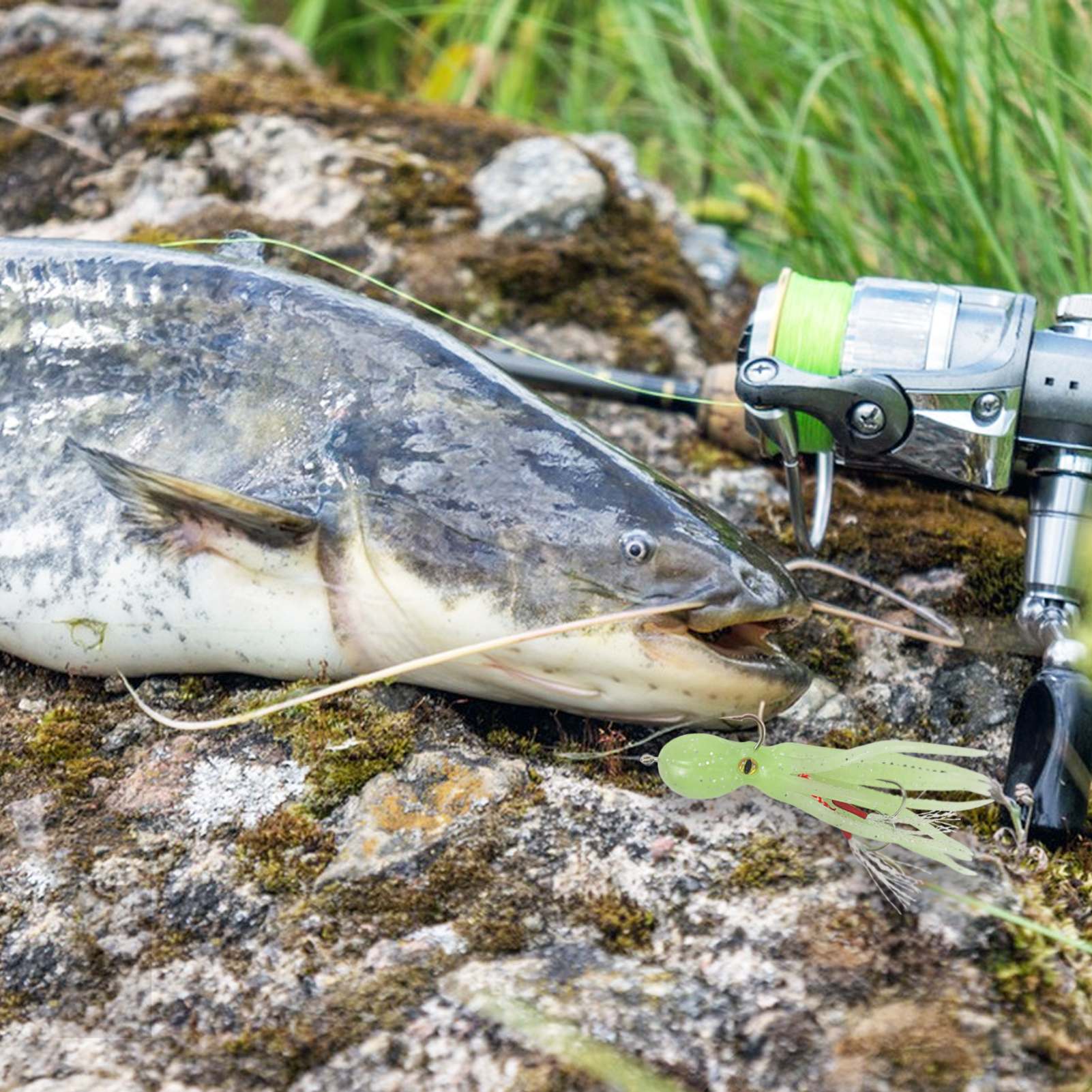 FREE FISHER Fishing Octopus Lures,11cm 22g Squid Skirts Baits Jig Head Hook,Sea Fishing Cuttlefish Baits,Artificial Trolling Swimbaits(Pack of 5)