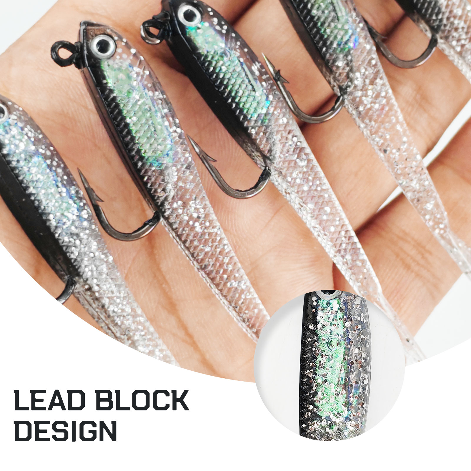 FREE FISHER Fishing Soft Lure with Jig Hook,20pcs Forked Tail Swimbait,Freshwater Saltwater Fishing Bait,3in 0.2oz Weedless Lure 